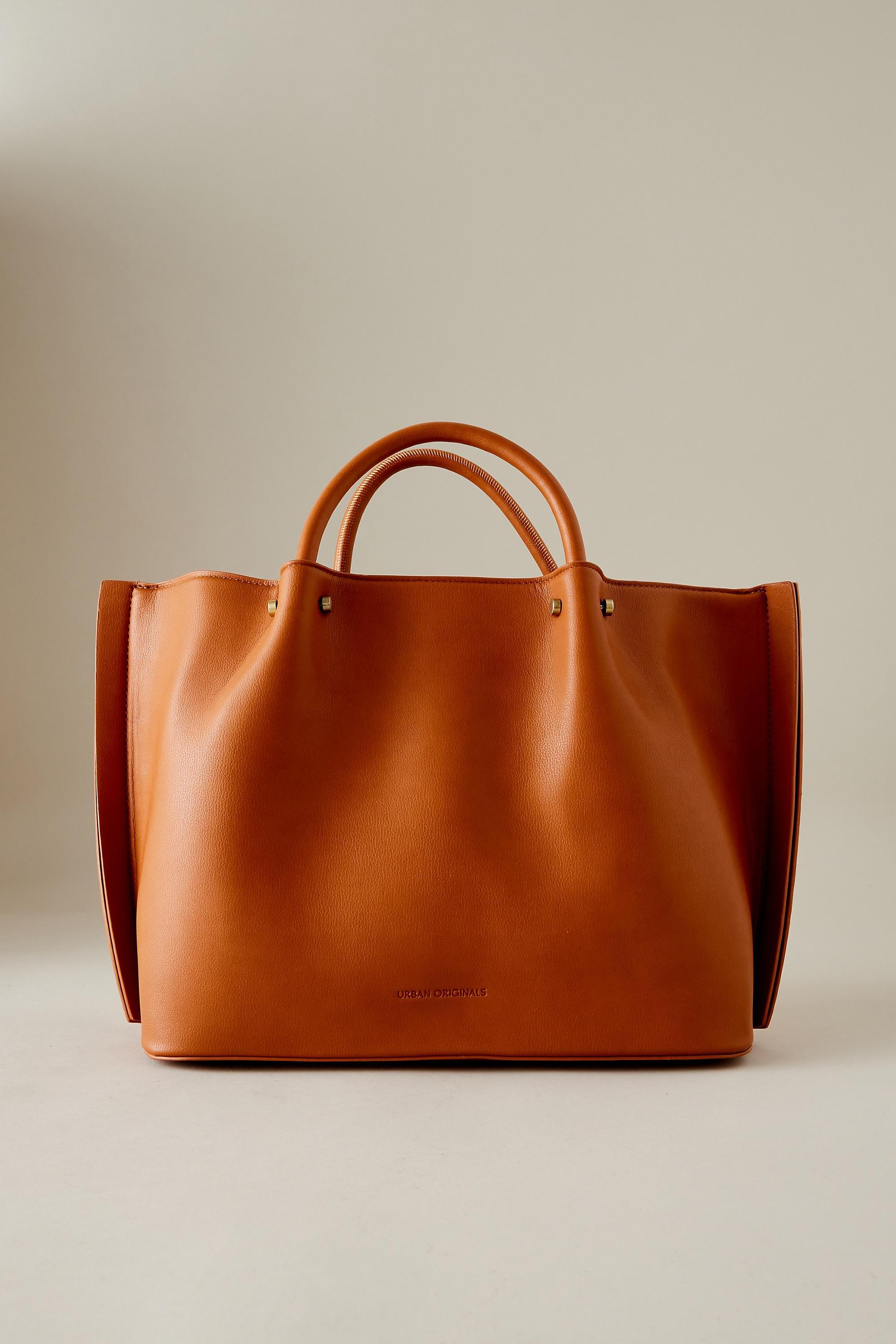 Urban Originals Faux-Leather Tote Bag, Tan, A501_0224, large image number 0