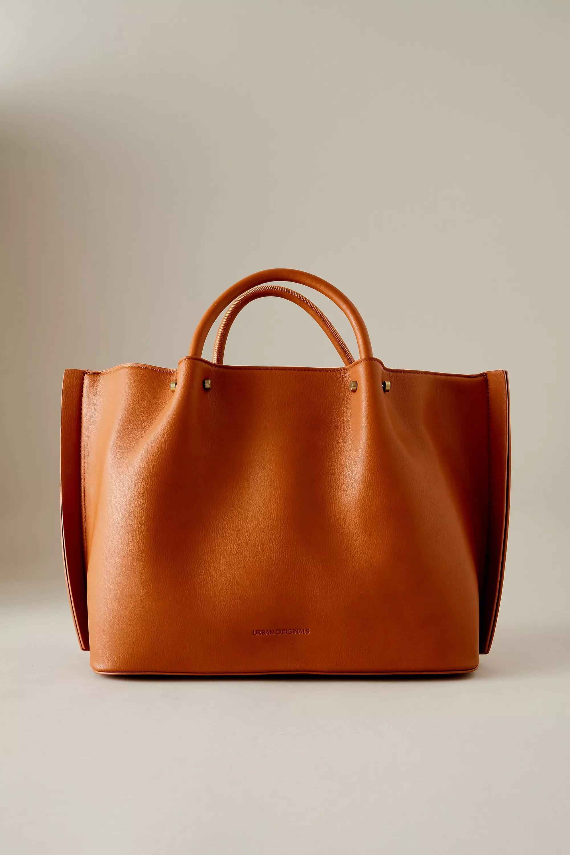 Urban Originals Faux-Leather Tote Bag, Tan, A501_0224, large image number 1