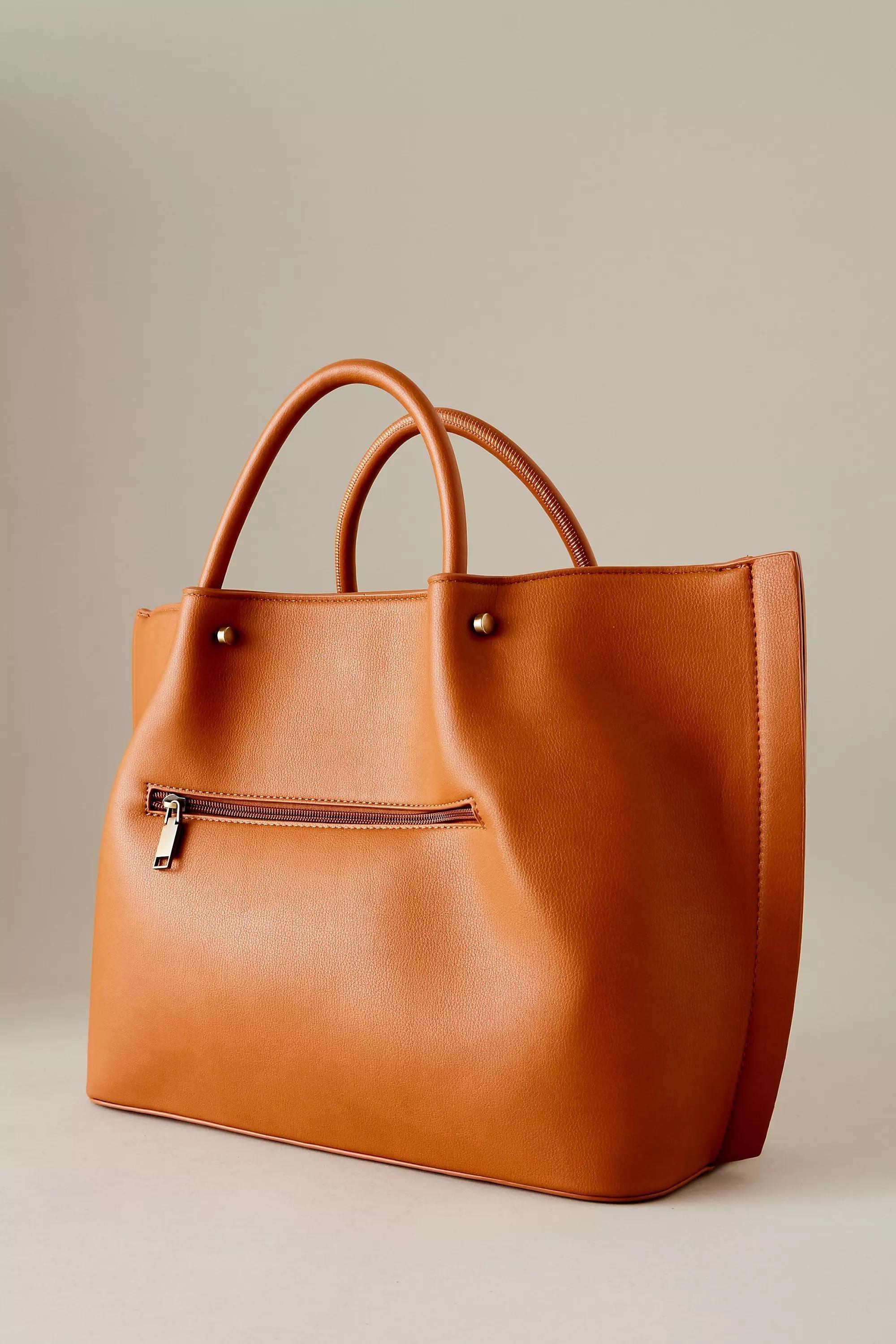Urban Originals Faux-Leather Tote Bag, Tan, A501_0224, large image number 2