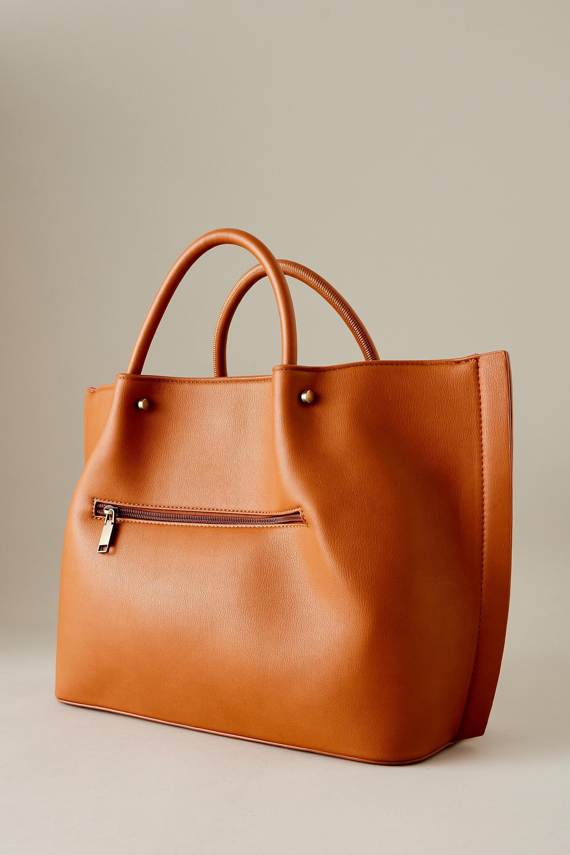 Urban Originals Faux-Leather Tote Bag, Tan, A501_0224, large image number 3