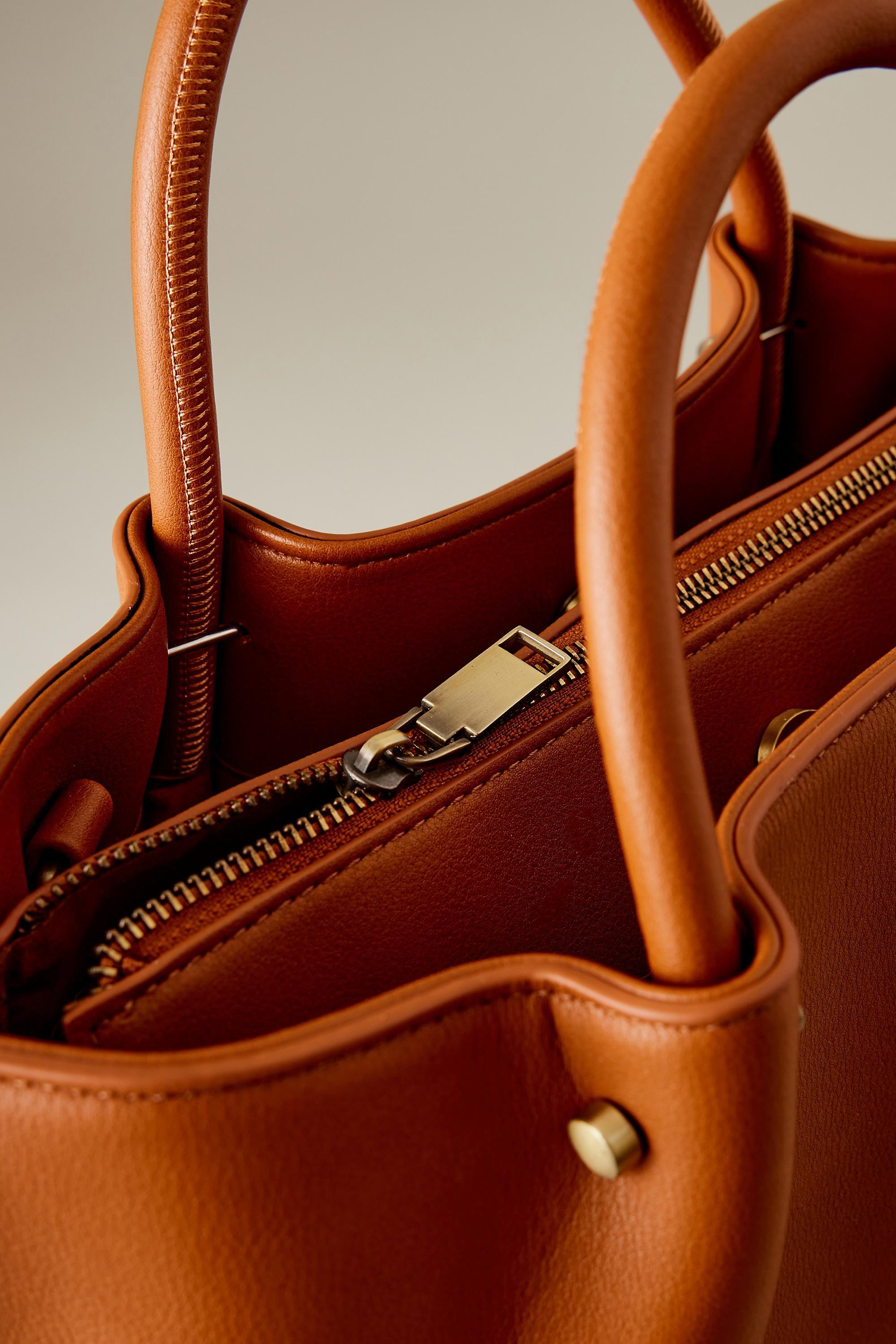 Urban Originals Faux-Leather Tote Bag, Tan, A501_0224, large image number 4