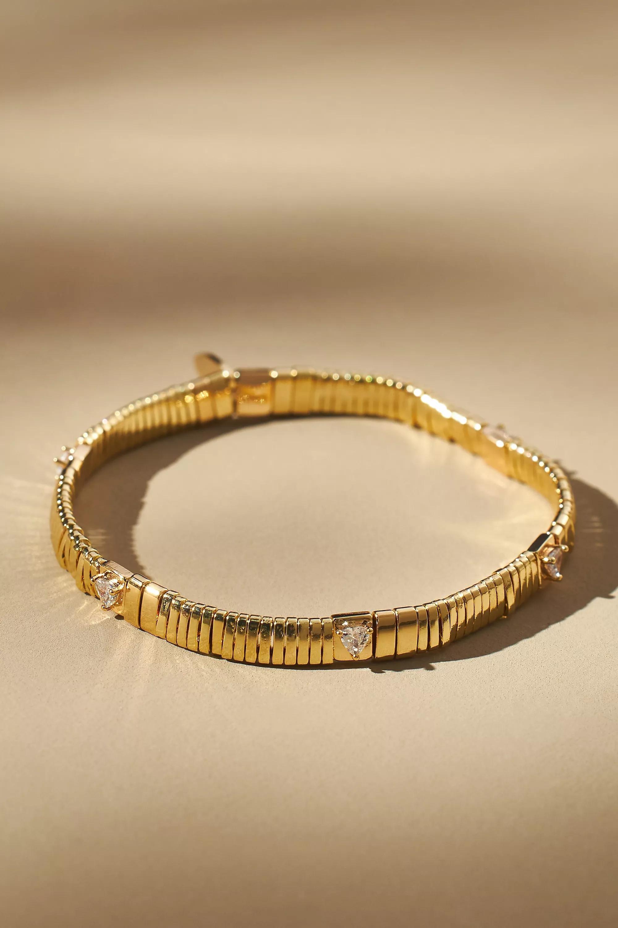 14k Gold-Plated Beaded Chicklet Bracelet, A501_0070, large image number 0