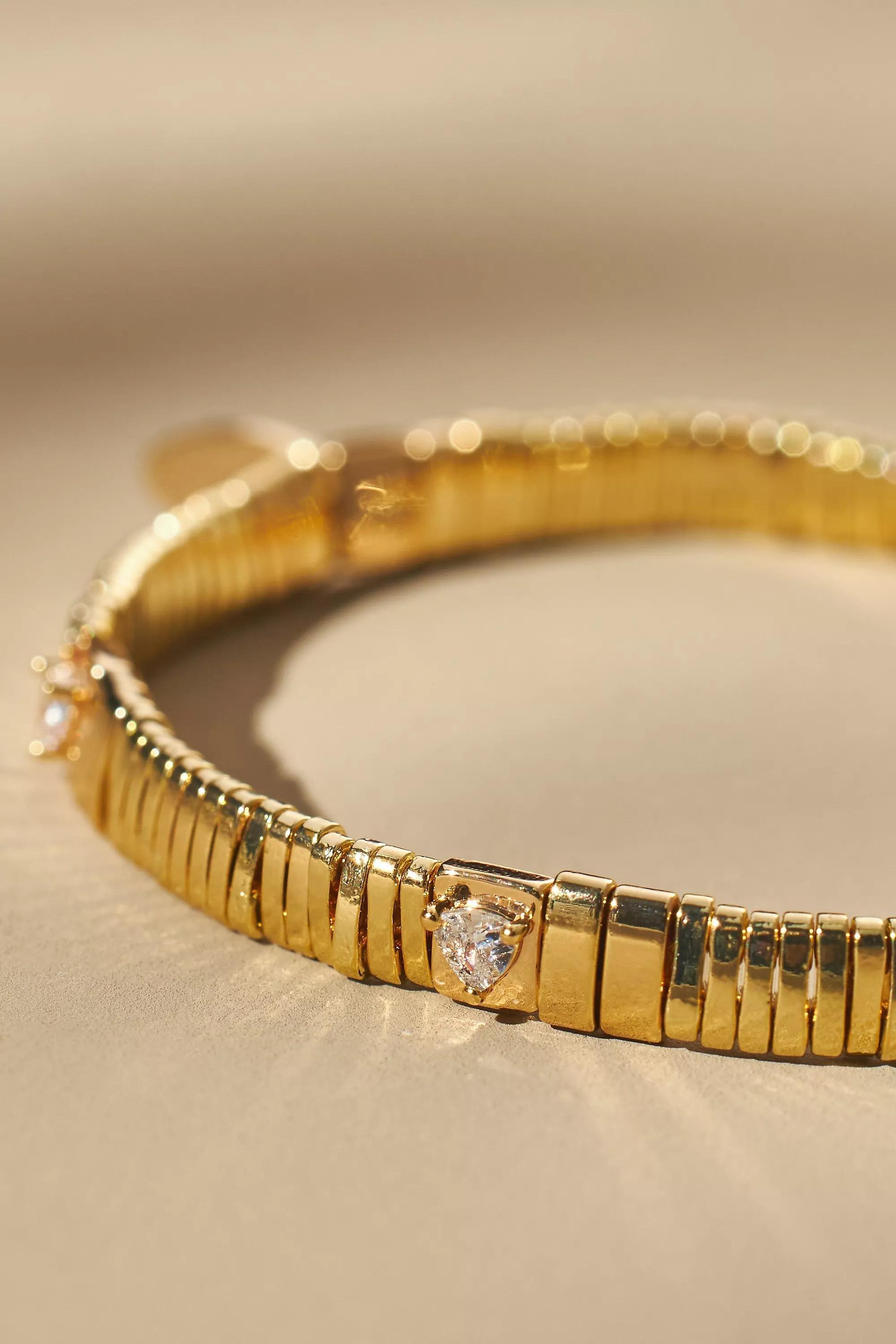 14k Gold-Plated Beaded Chicklet Bracelet, A501_0070, large image number 1