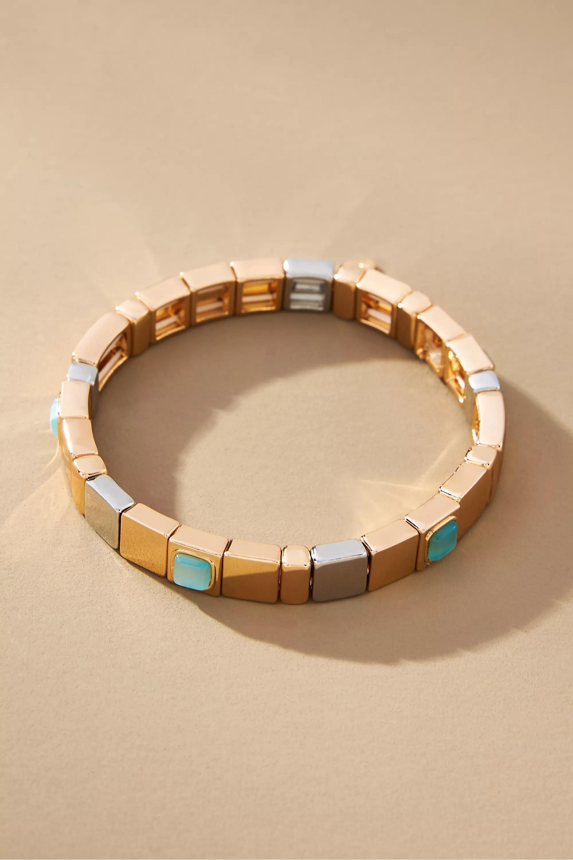 14K Gold-Plated Medium Stone Bracelet, Blue, A501_0045, large image number 0