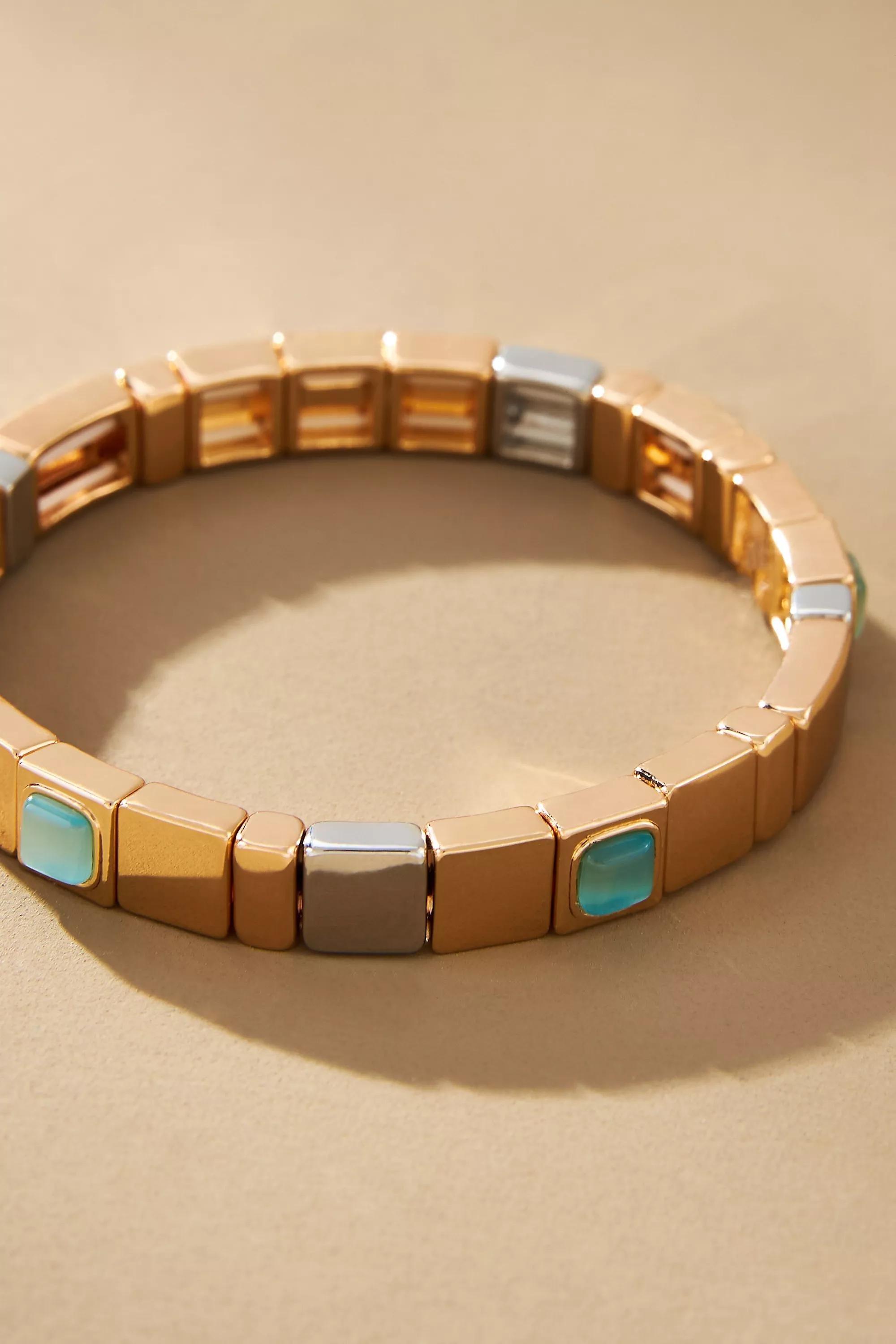 14K Gold-Plated Medium Stone Bracelet, Blue, A501_0045, large image number 1