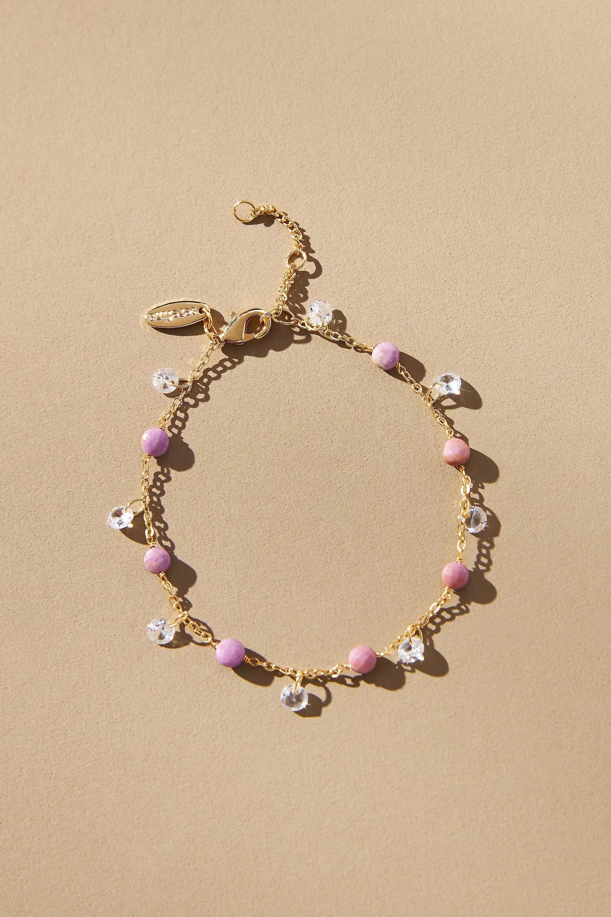 Gold-Plated Birthstone Charm Bracelet, Purple, A501_0053, large image number 0