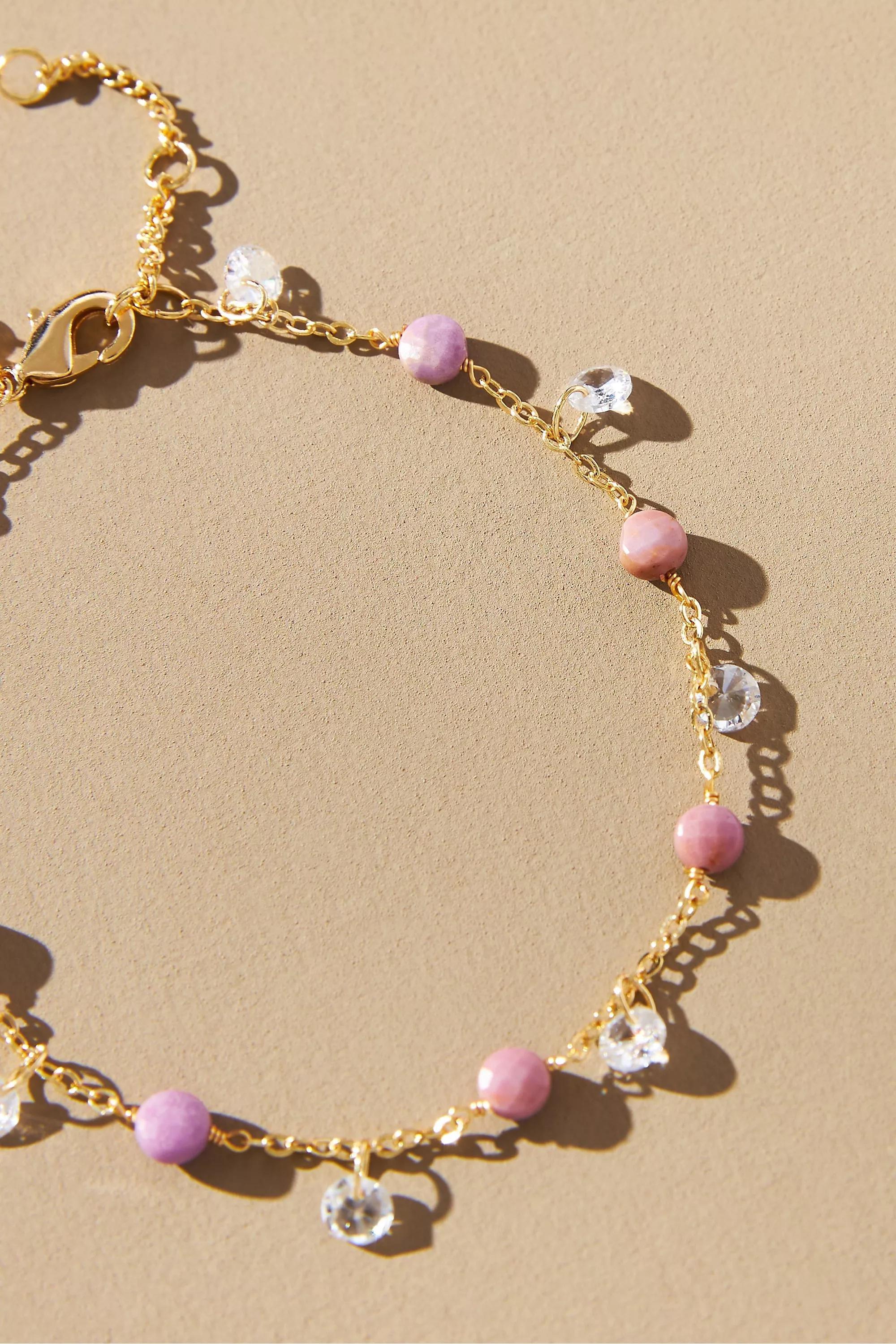 Gold-Plated Birthstone Charm Bracelet, Purple, A501_0053, large image number 2