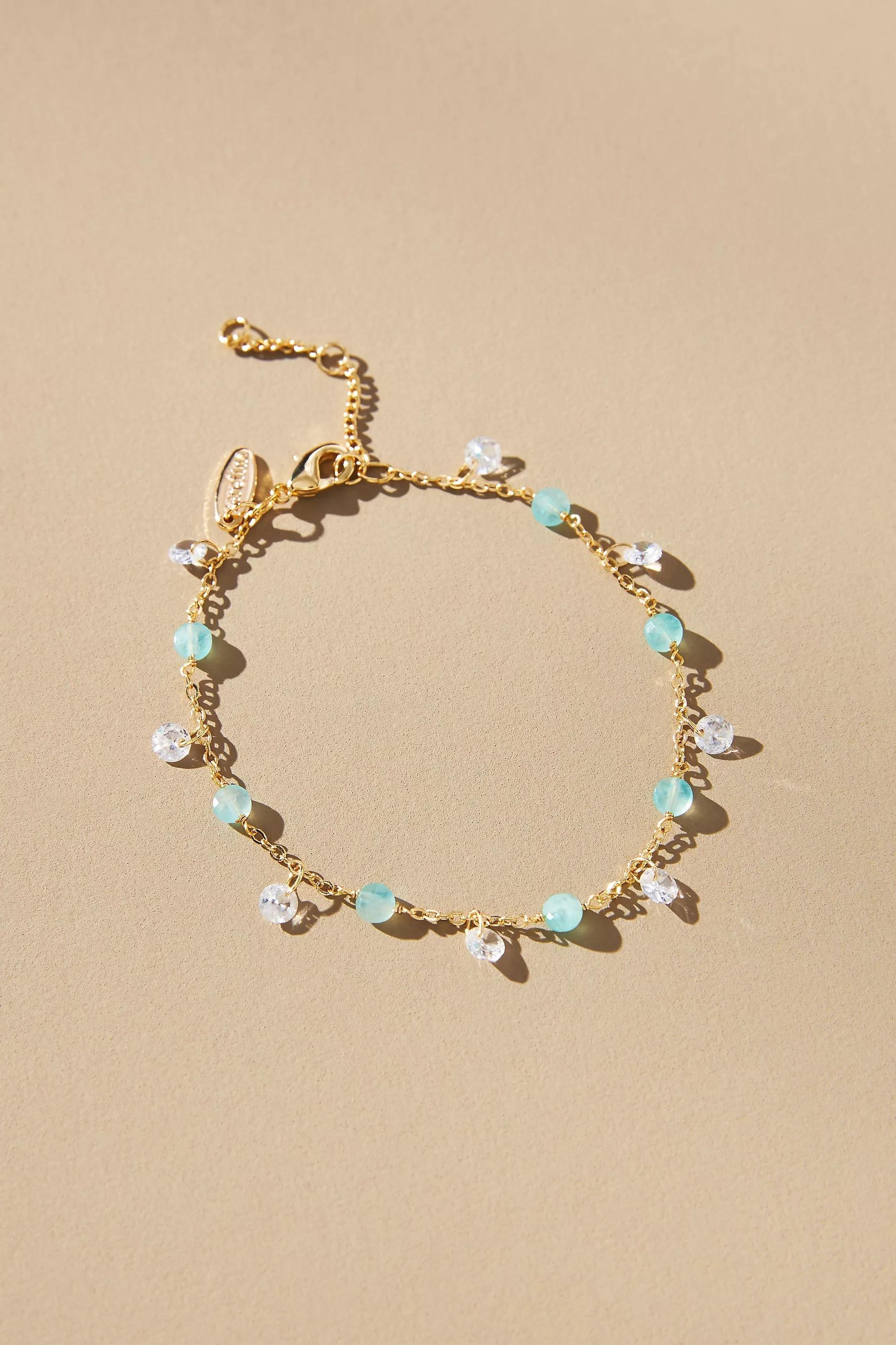 14K Gold-Plated Birthstone Charm Bracelet, Golds, A501_0102, large image number 0