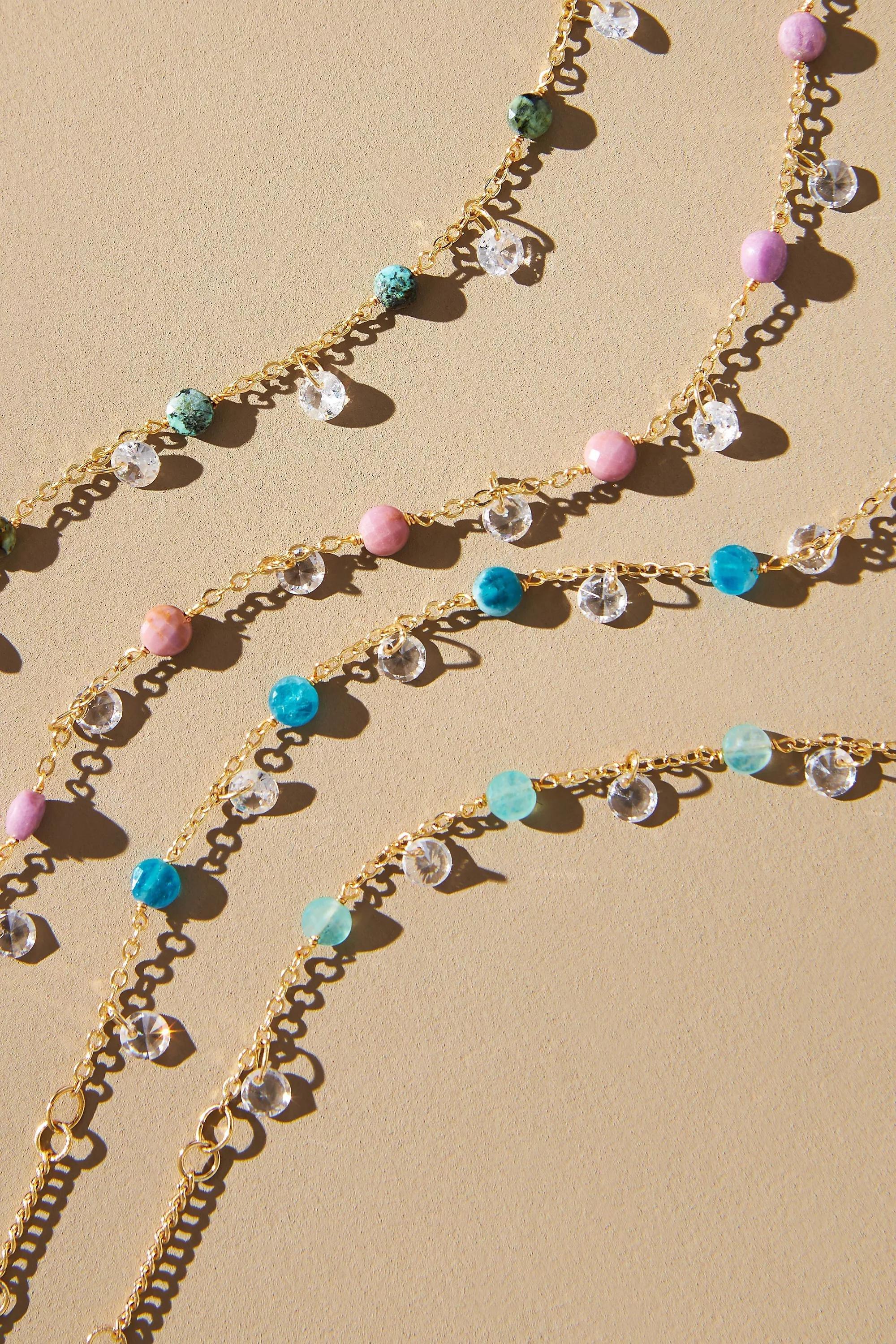 14K Gold-Plated Birthstone Charm Bracelet, Golds, A501_0102, large image number 1