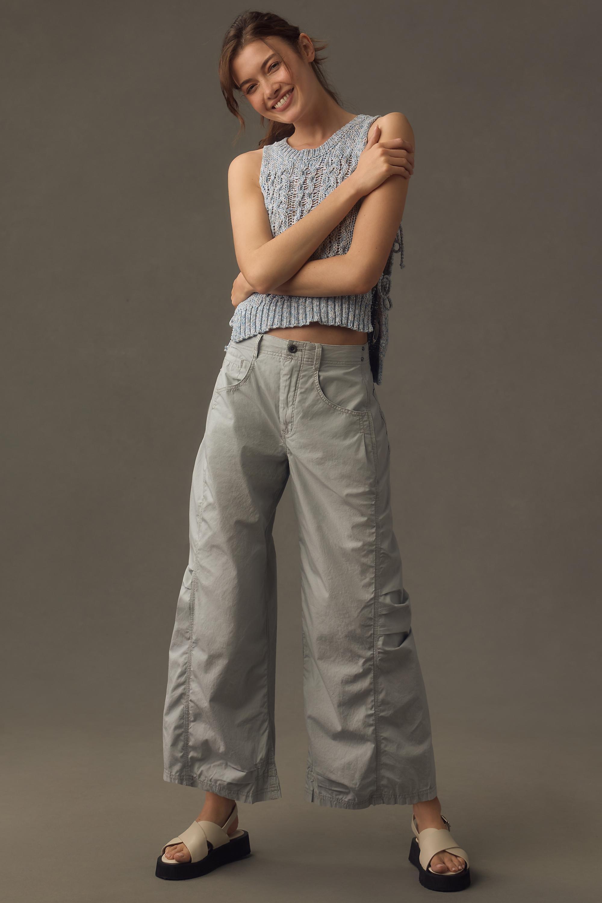 Pilcro Parachute Curve Barrel Pants, Blue, , large image number 0