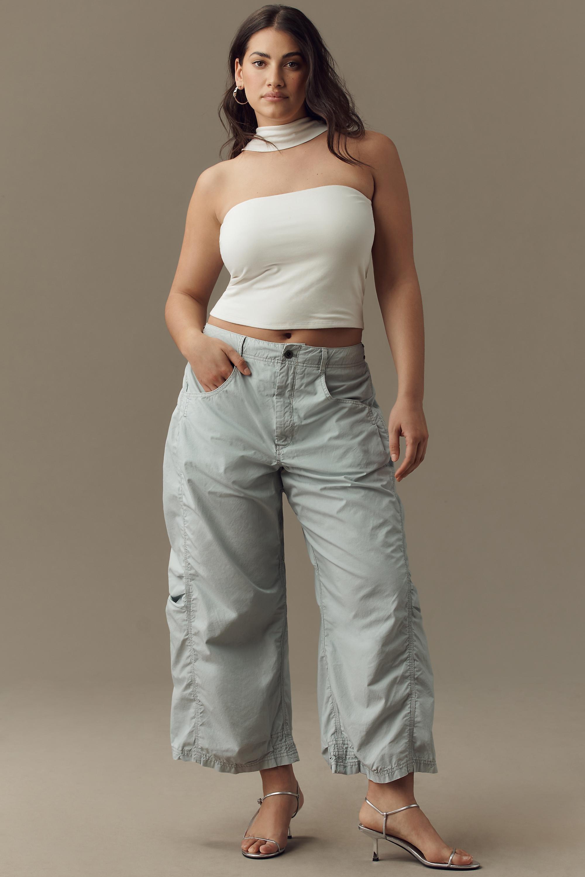 Pilcro Parachute Curve Barrel Pants, Blue, A501_0045, large image number 4