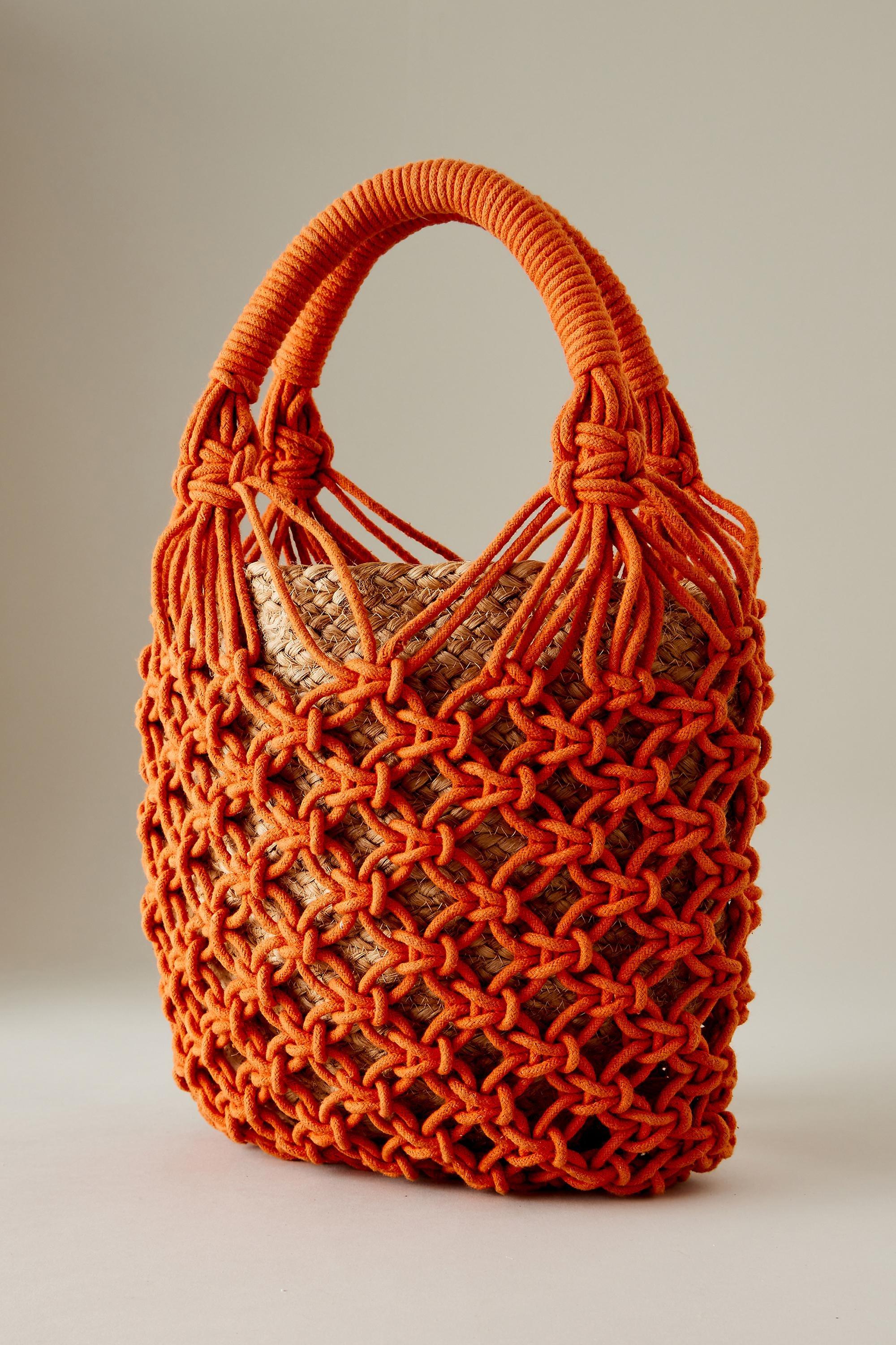 Crochet Jute Tote Bag, Orange, A501_0080, large image number 0