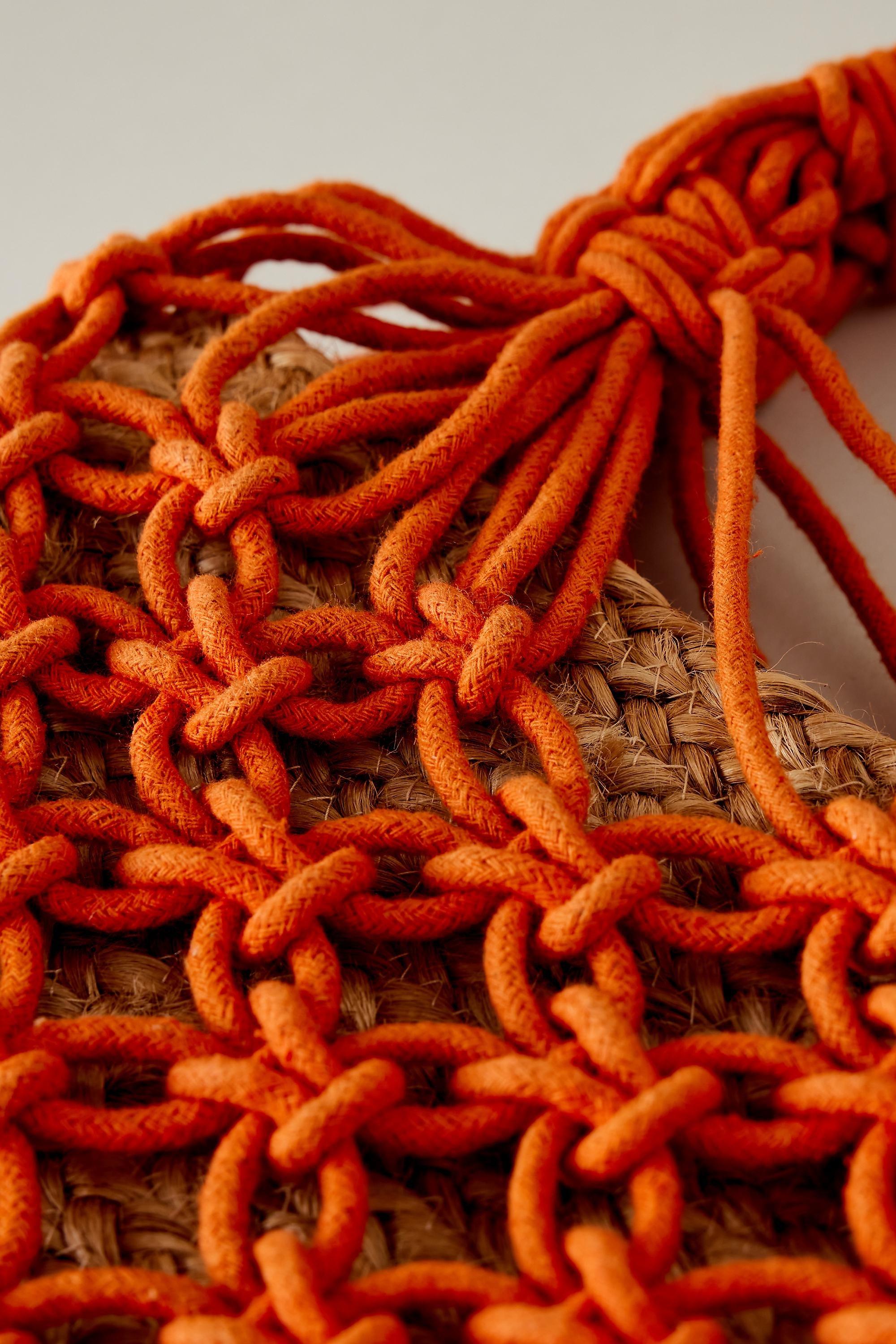 Crochet Jute Tote Bag, Orange, A501_0080, large image number 1
