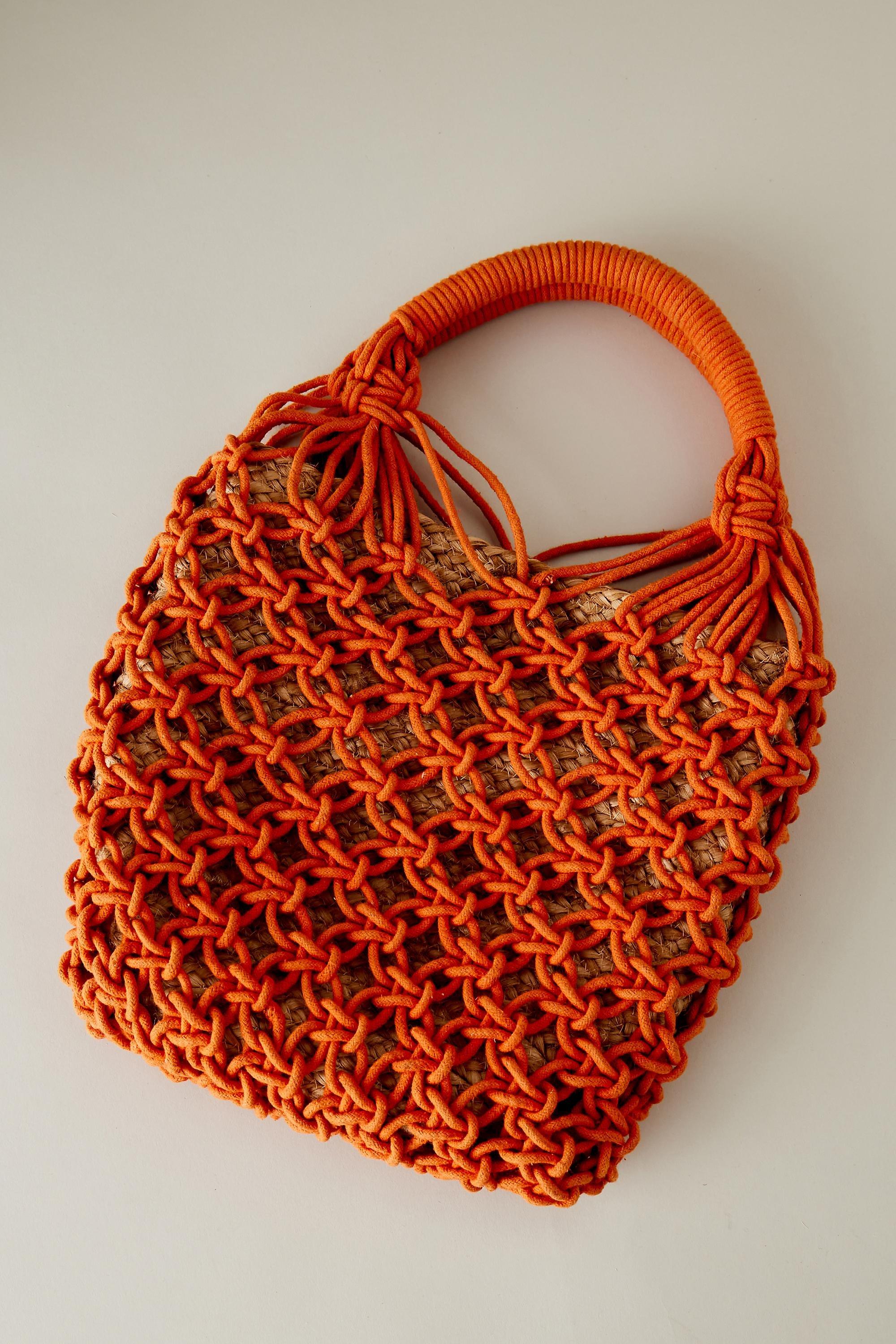 Crochet Jute Tote Bag, Orange, A501_0080, large image number 2
