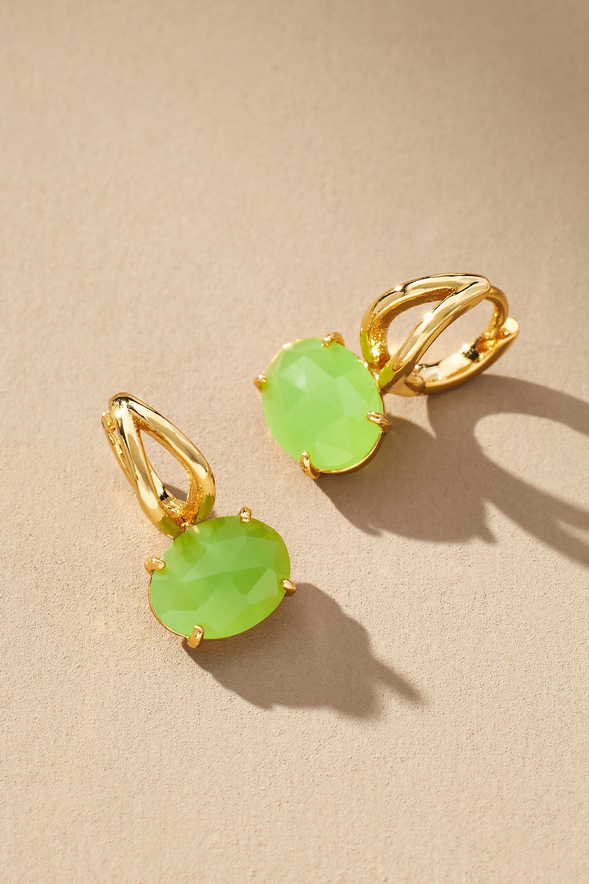 Mini Gem Drop Earrings, Green, A501_0034, large image number 0