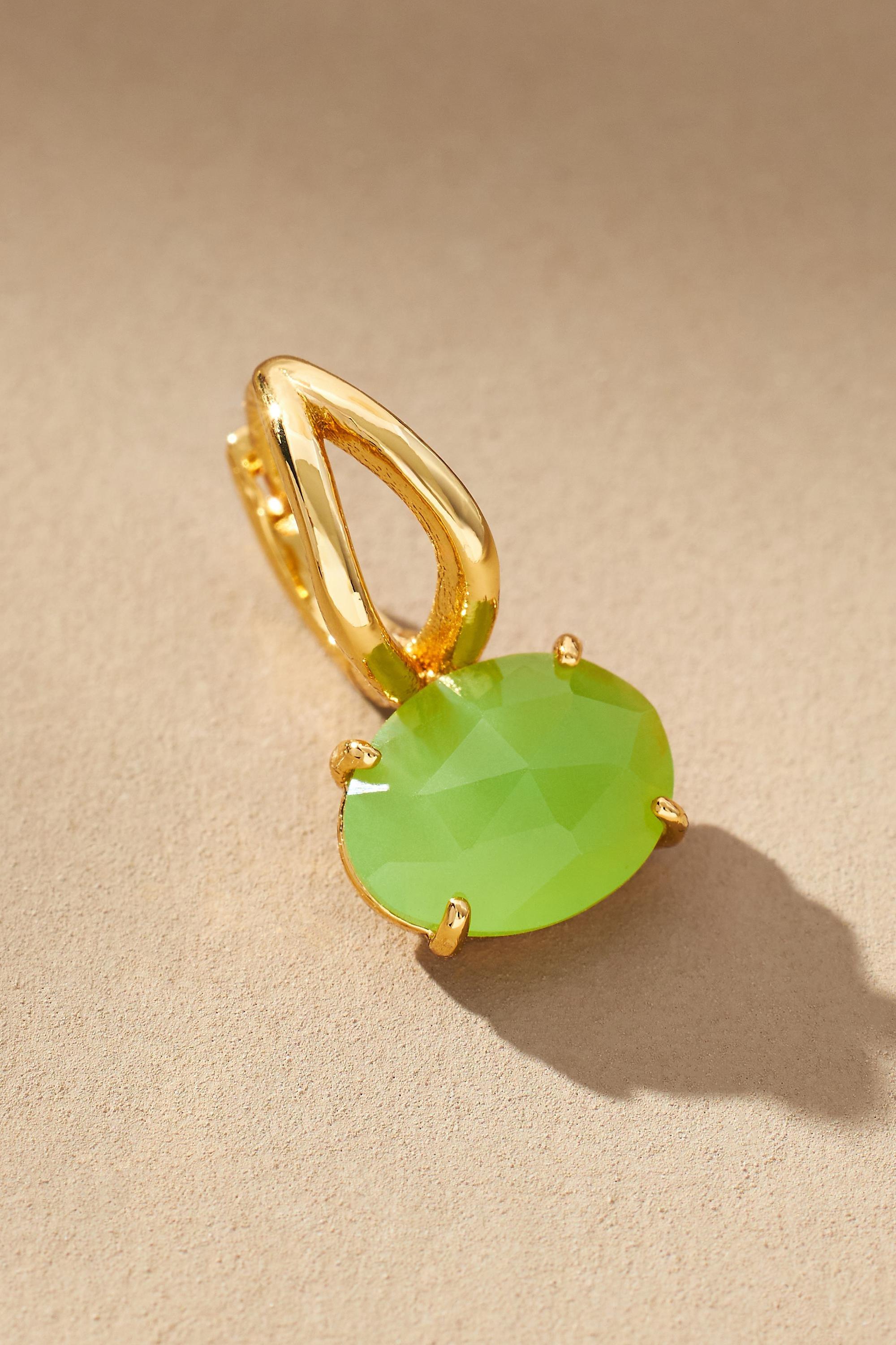 Mini Gem Drop Earrings, Green, A501_0034, large image number 1