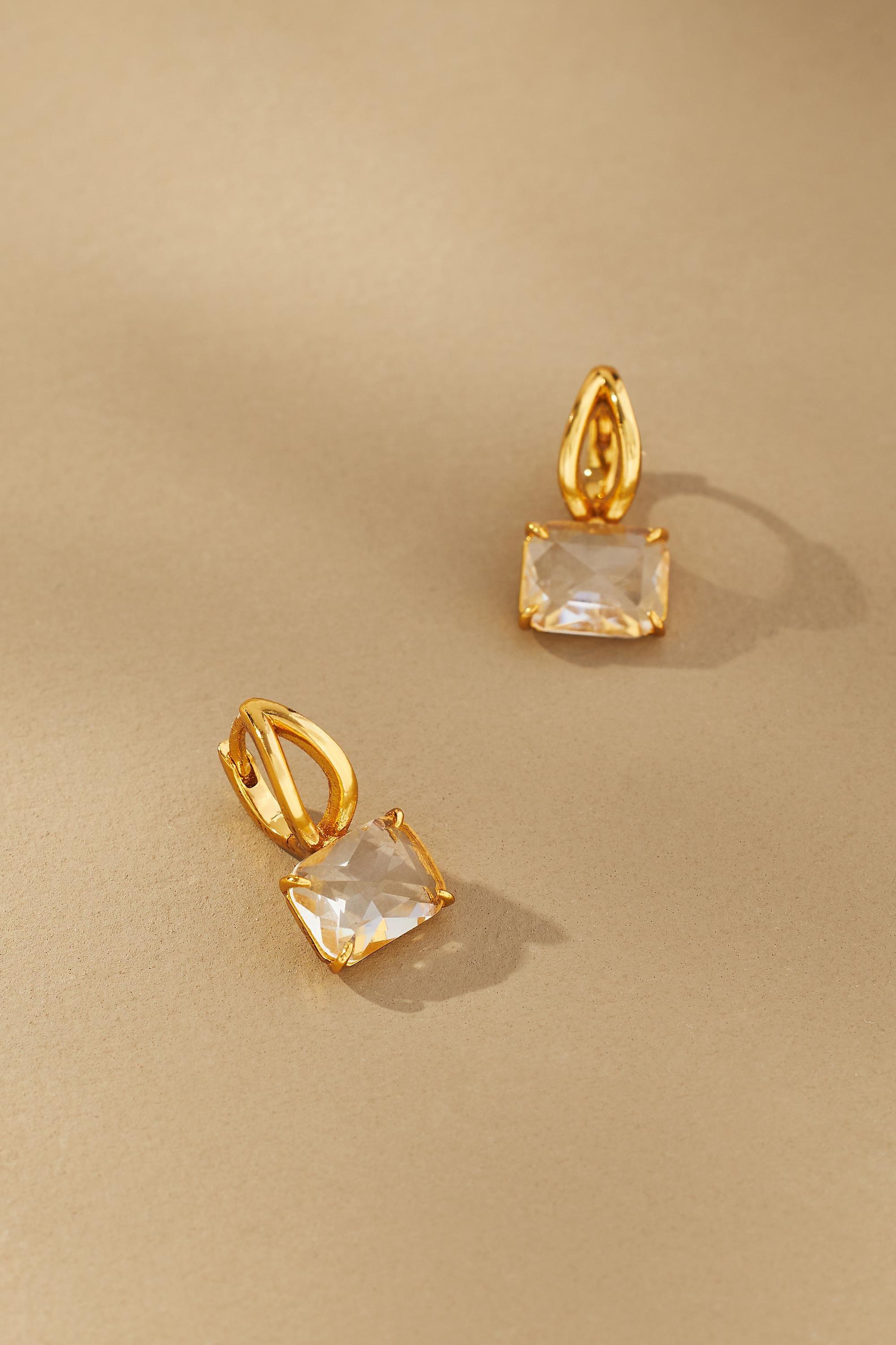 Mini Gem Drop Earrings, Gold, A501_0100, large image number 0