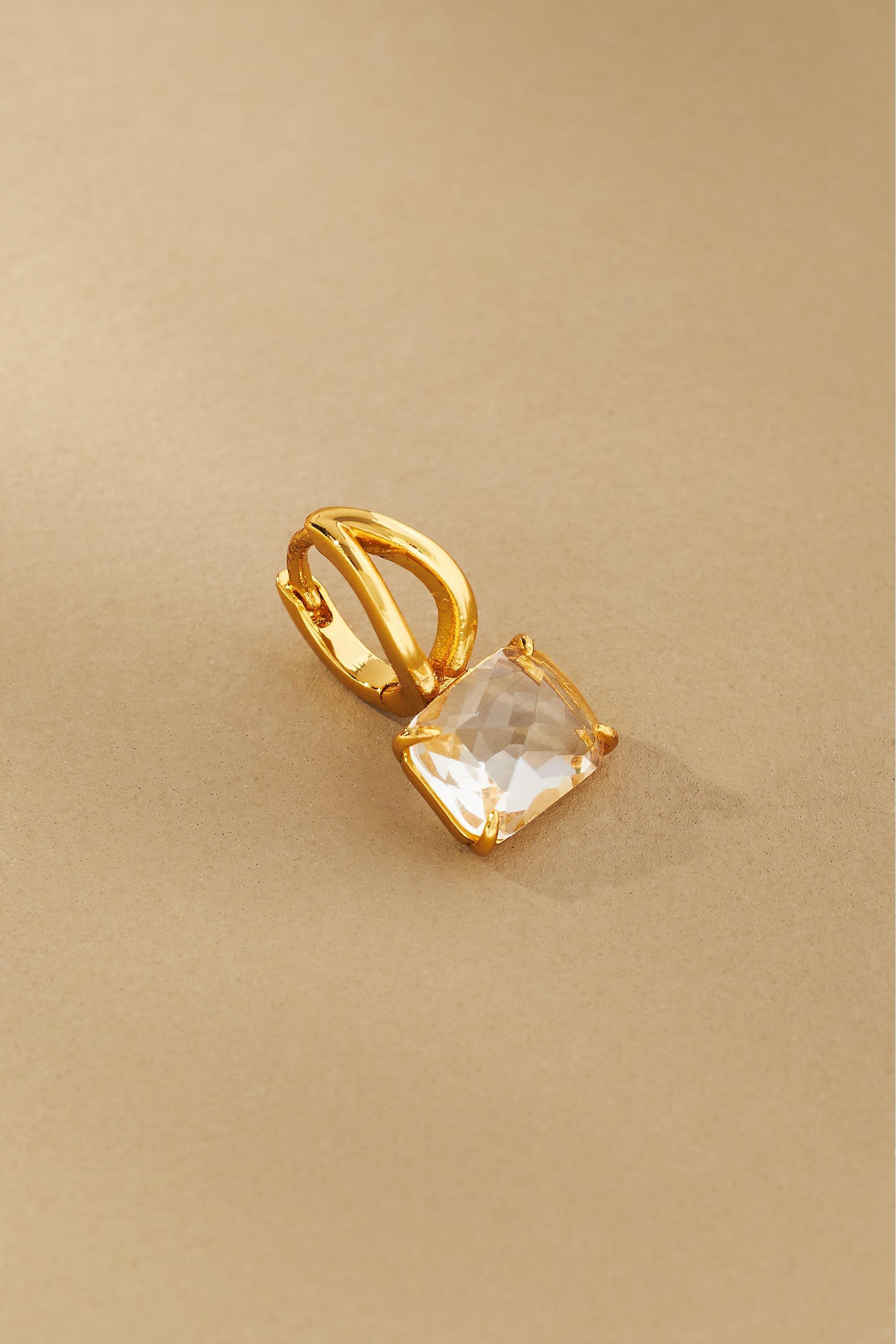 Mini Gem Drop Earrings, Gold, A501_0100, large image number 1