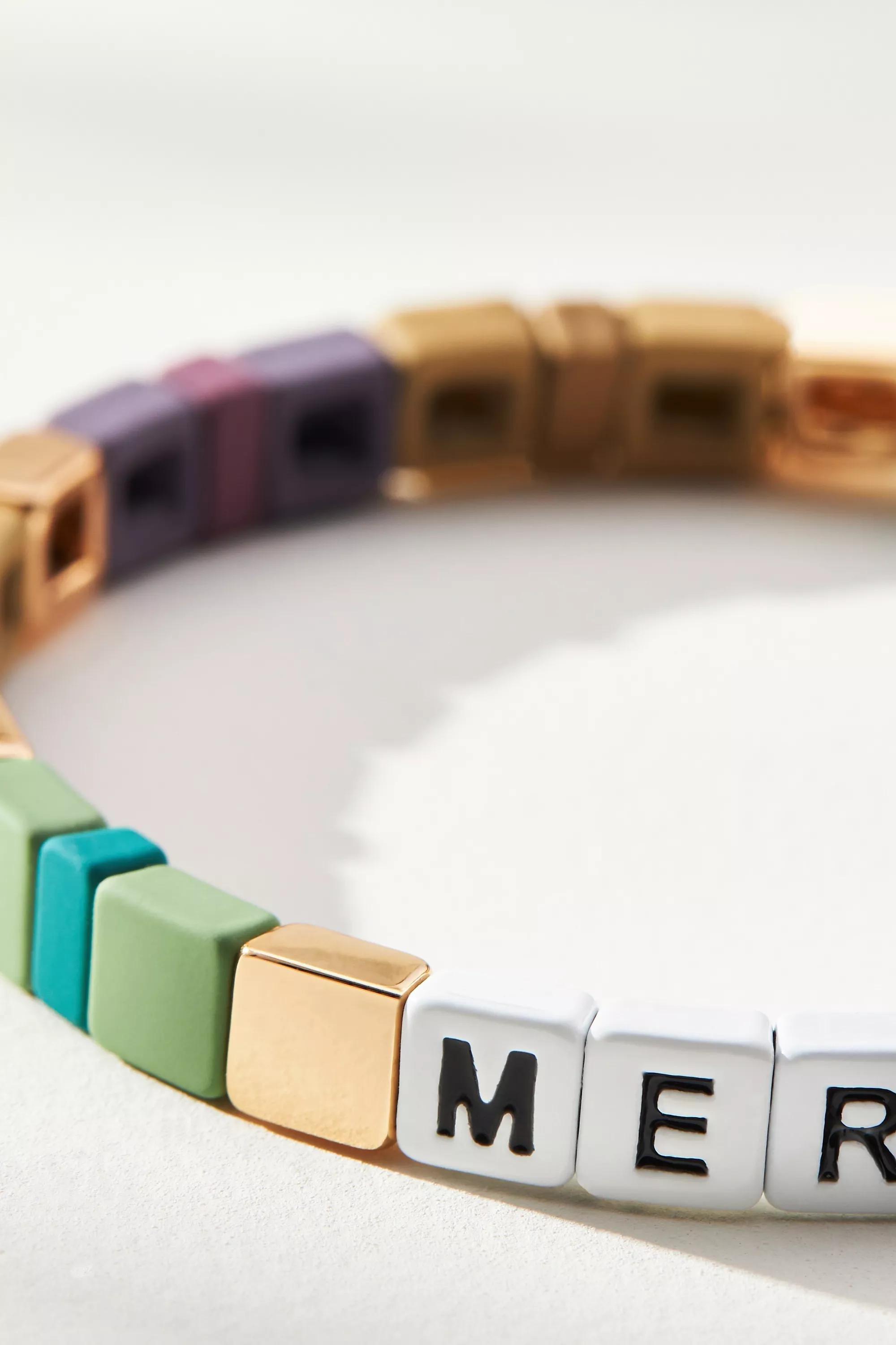 Worded Chicklet Bracelet, Purple, A501_0050, large image number 1