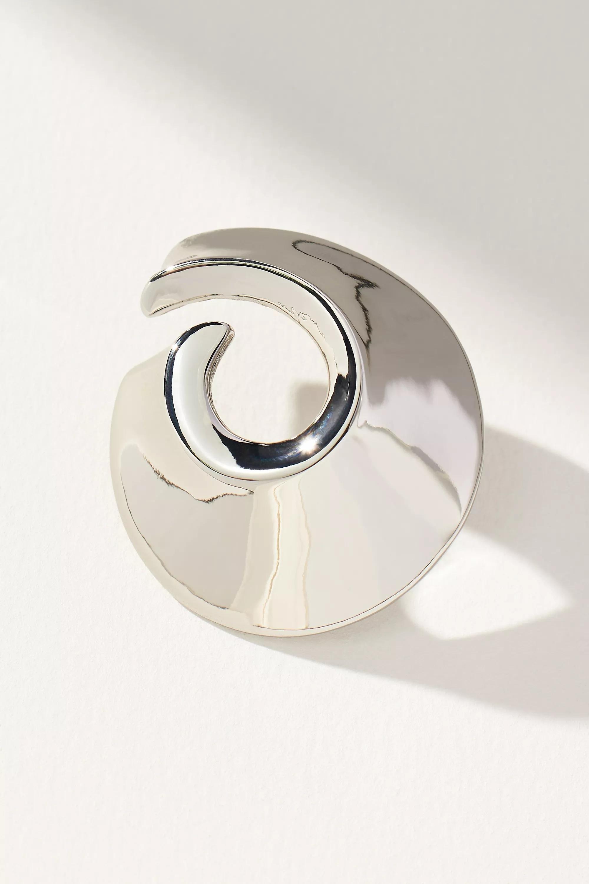 Molten Spiral Post Earrings, Silver, A501_0007, large image number 1