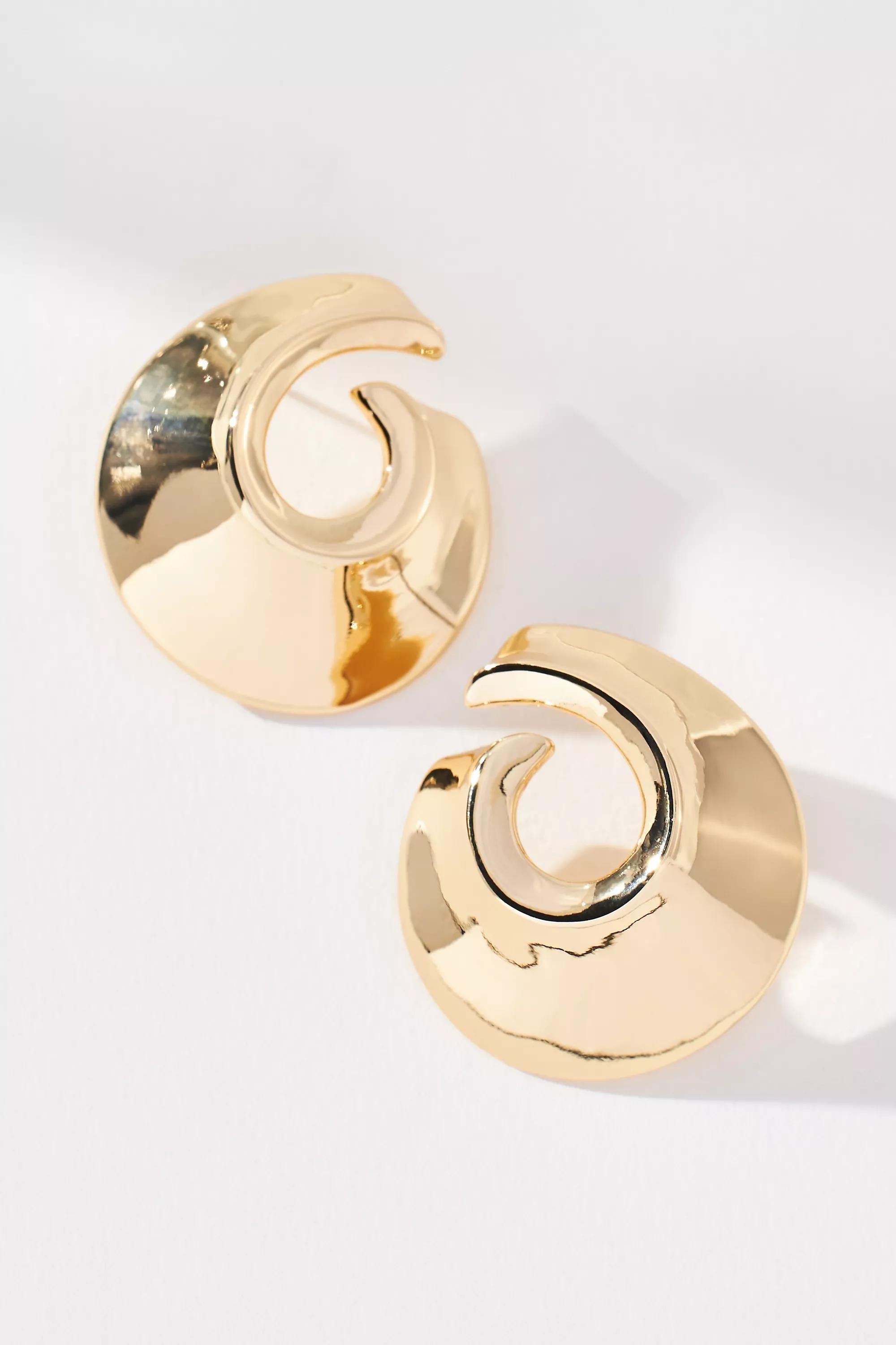 Molten Spiral Post Earrings, Gold, A501_0070, large image number 0