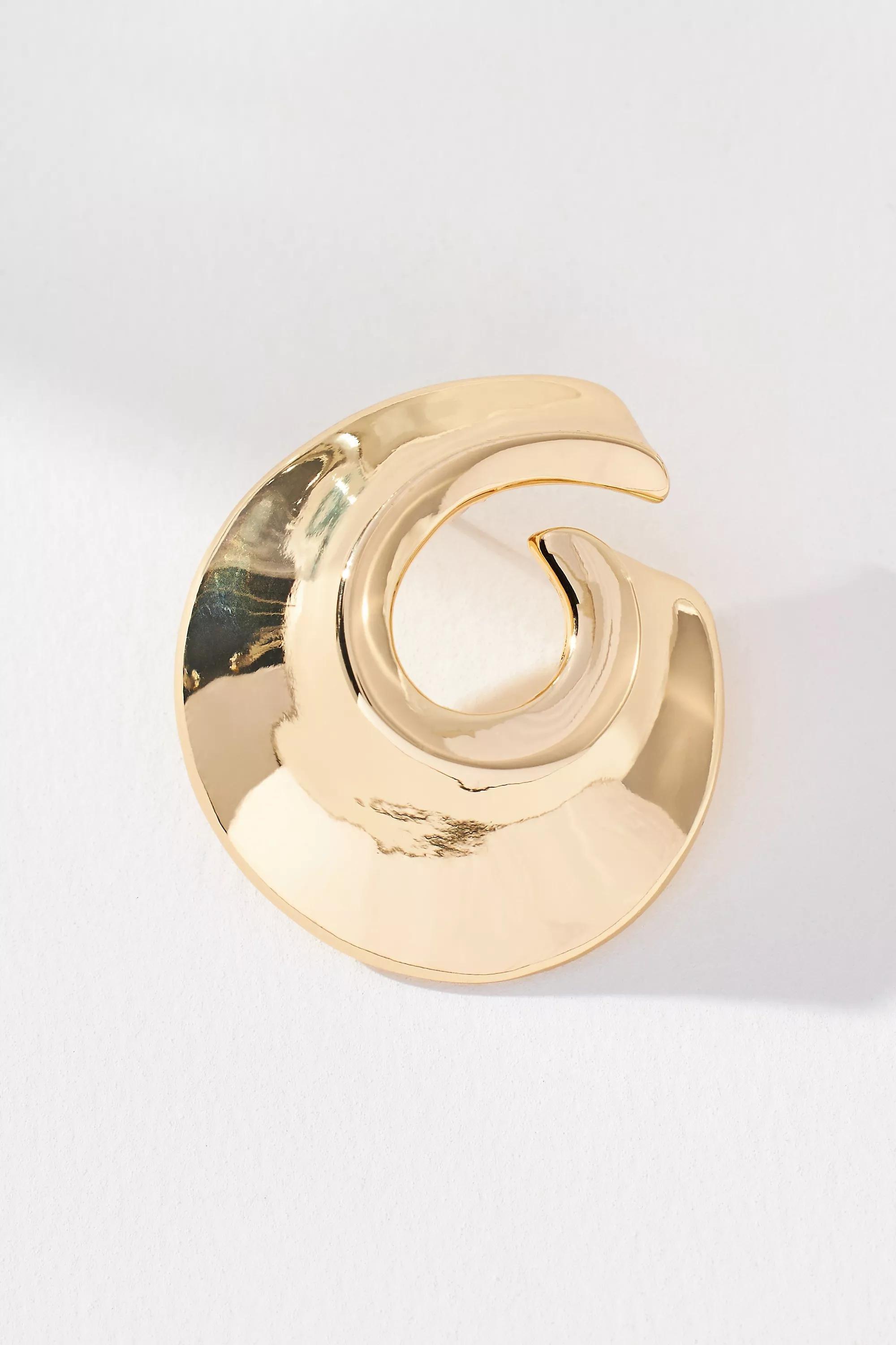 Molten Spiral Post Earrings, Gold, A501_0070, large image number 1