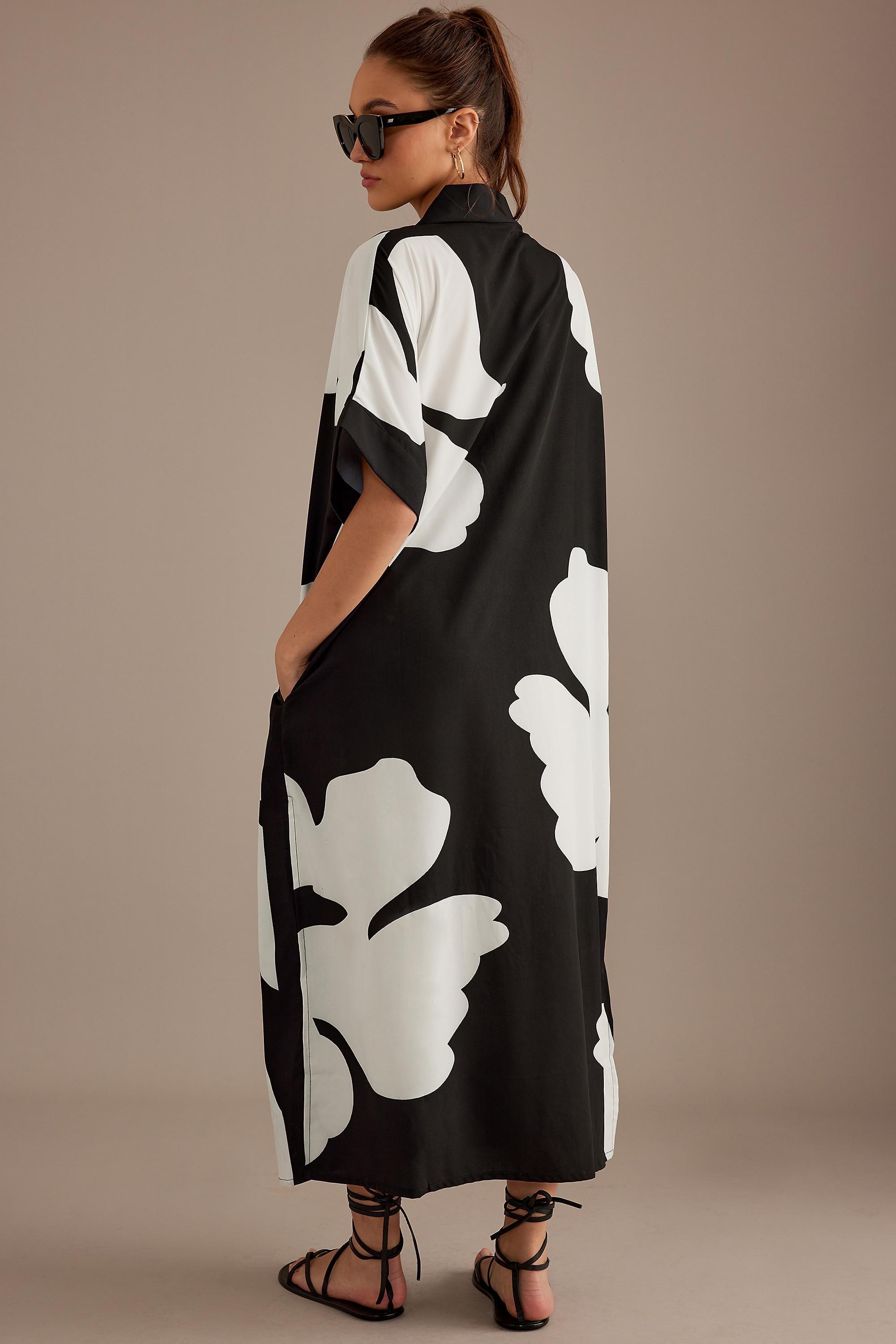 By Anthropologie Printed Kaftan Maxi Dress, Black, A501_0009, large image number 1
