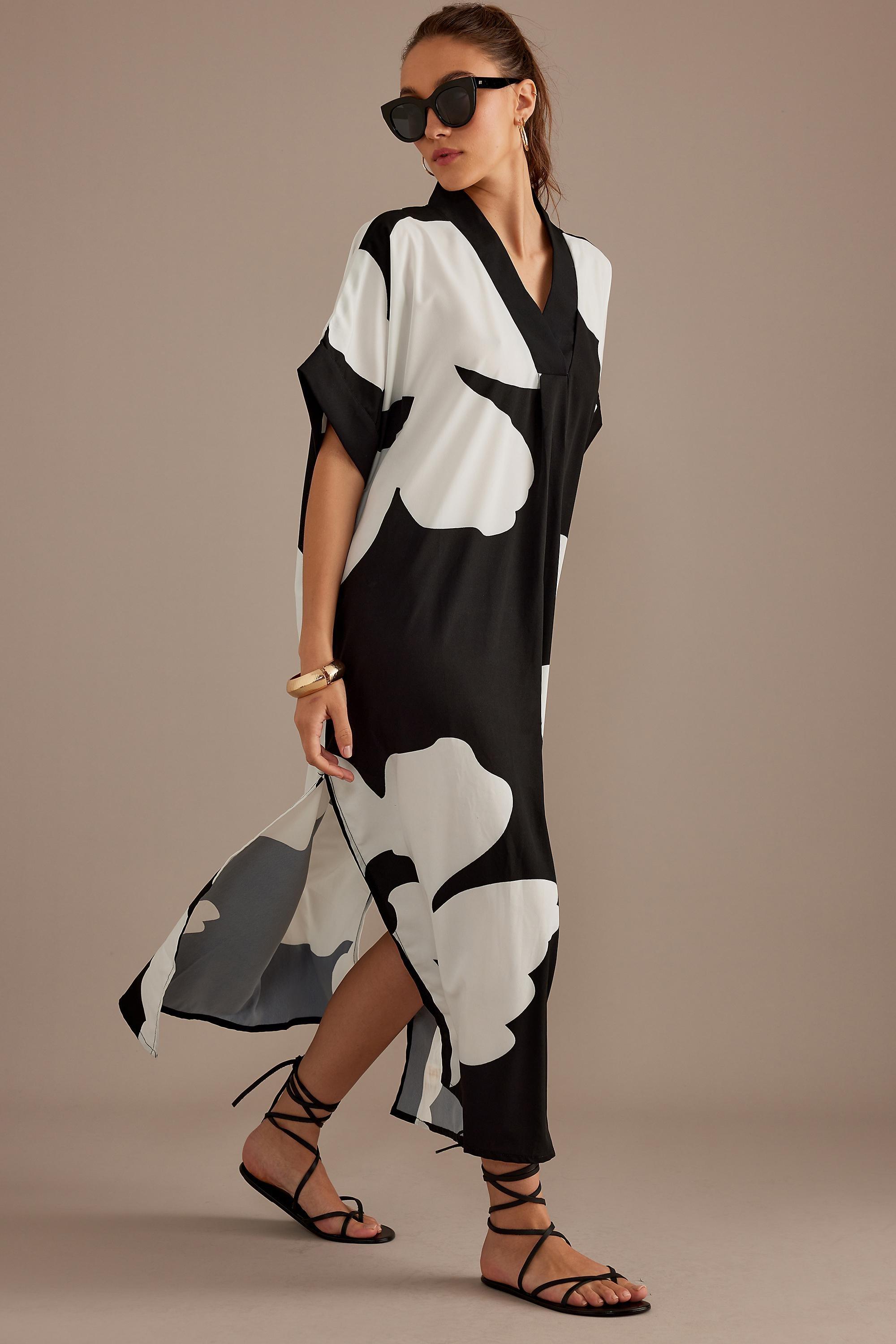 By Anthropologie Printed Kaftan Maxi Dress, Black, A501_0009, large image number 2