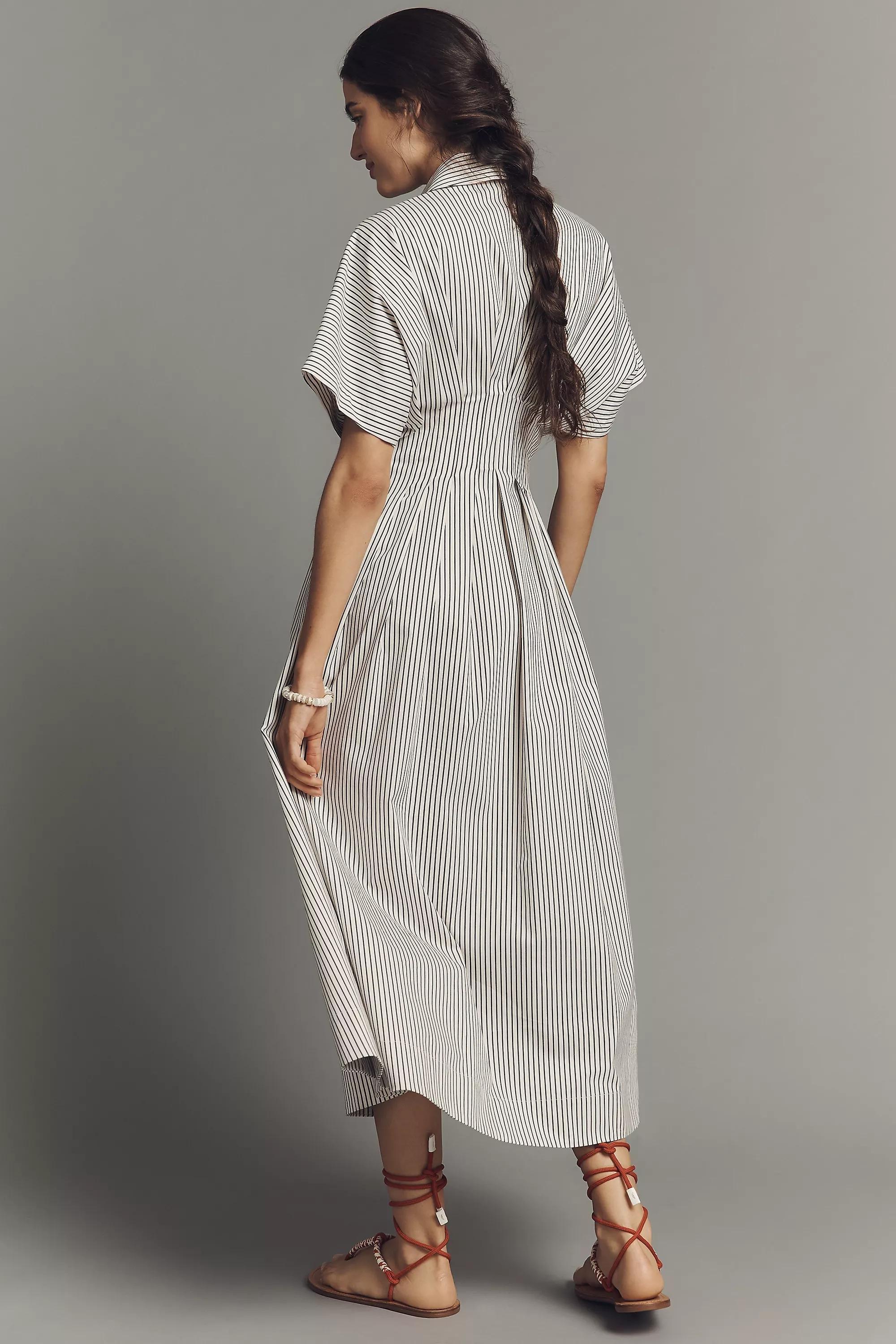 Anthropologie Striped Shirt Dress, White, , large image number 1