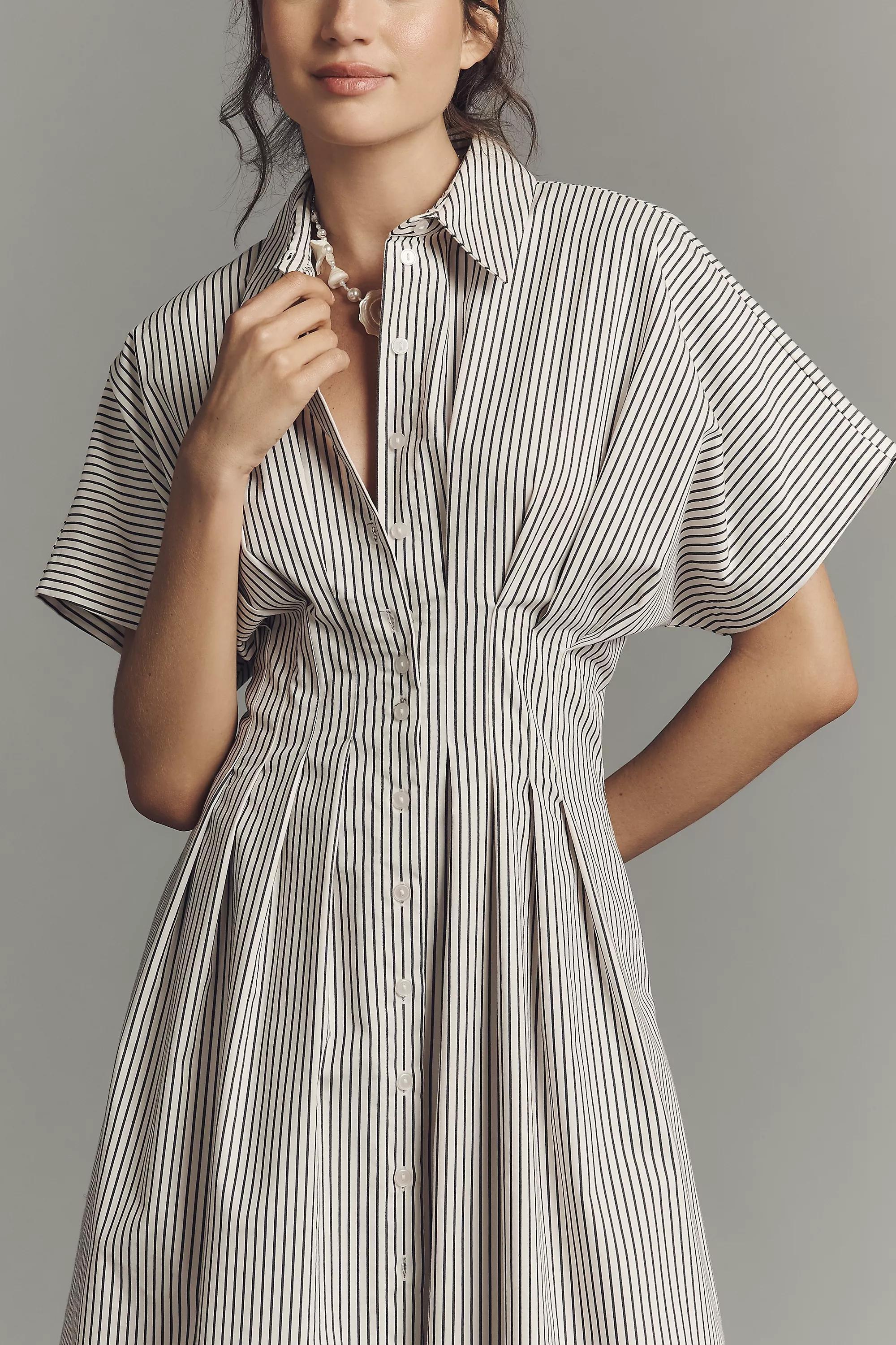 Anthropologie Striped Shirt Dress, White, , large image number 2