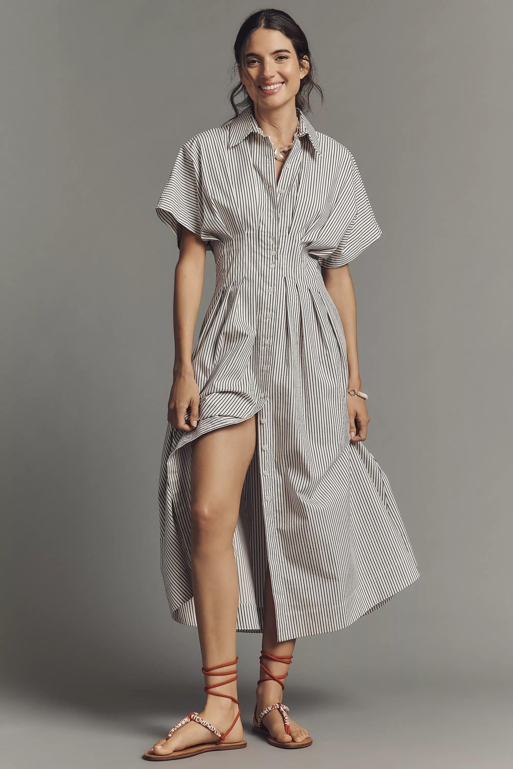 Anthropologie Striped Shirt Dress, White, , large image number 3