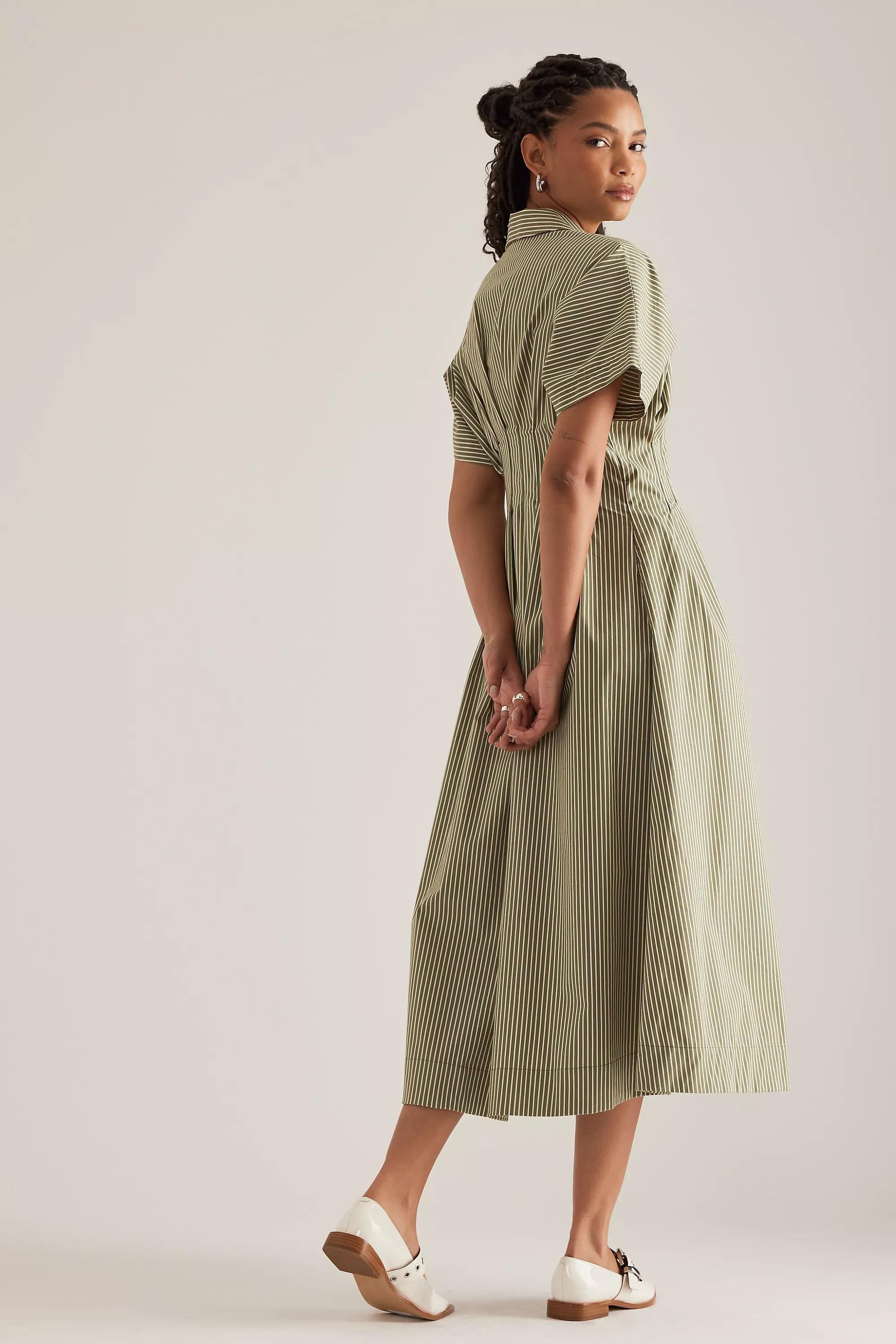 Anthropologie Striped Shirt Dress, Green, , large image number 1