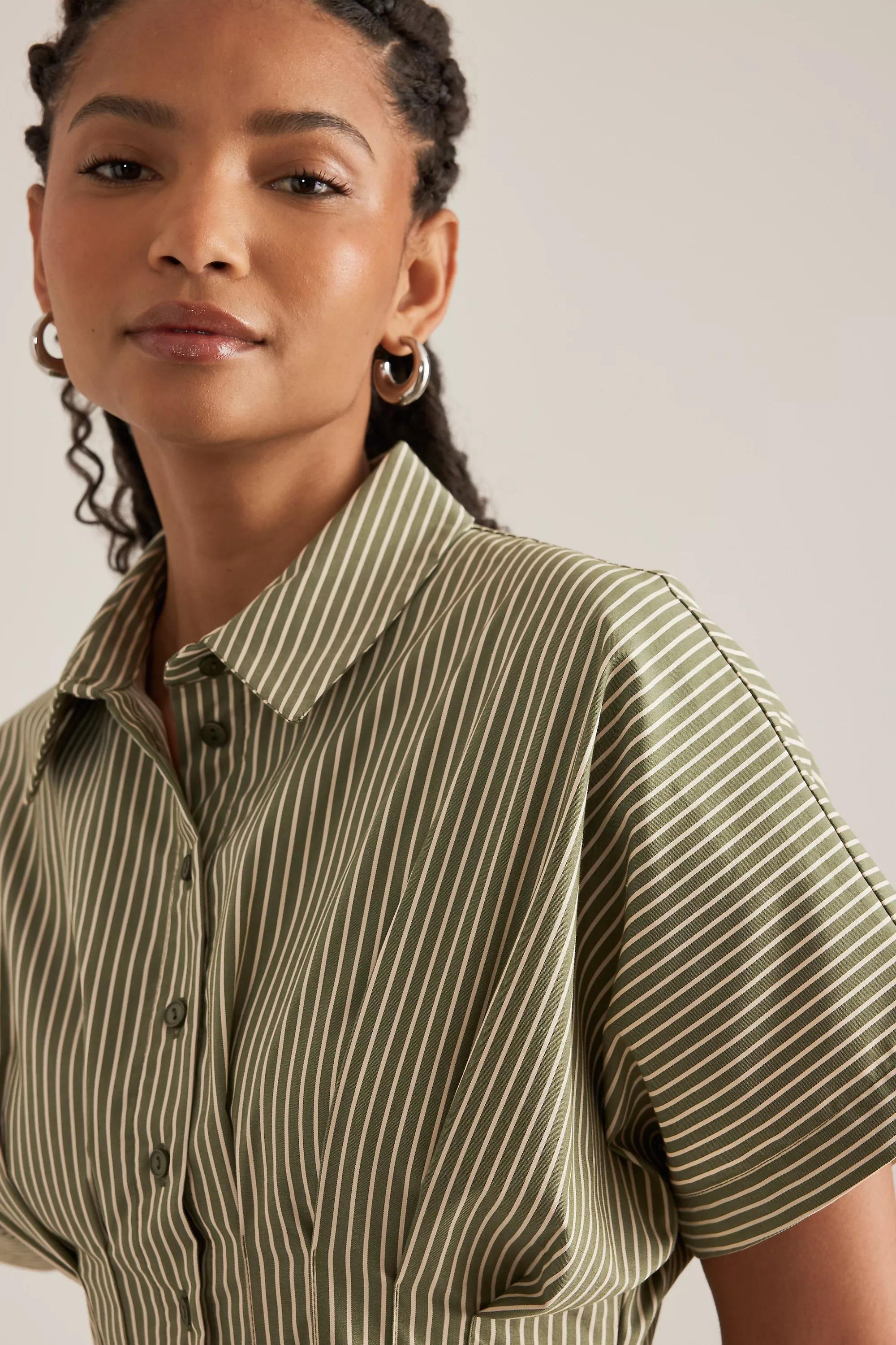 Anthropologie Striped Shirt Dress, Green, , large image number 3