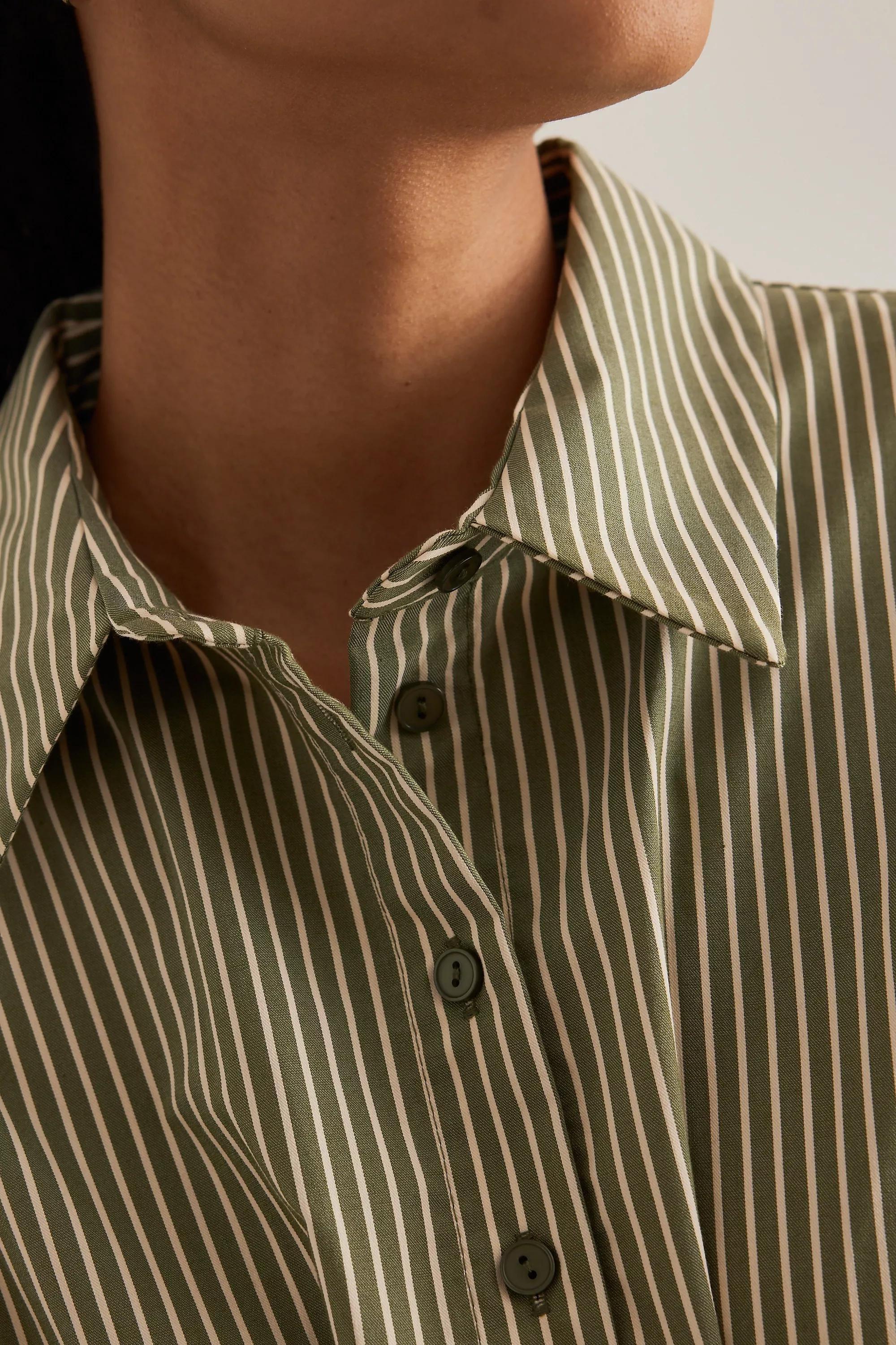 Anthropologie Striped Shirt Dress, Green, , large image number 5