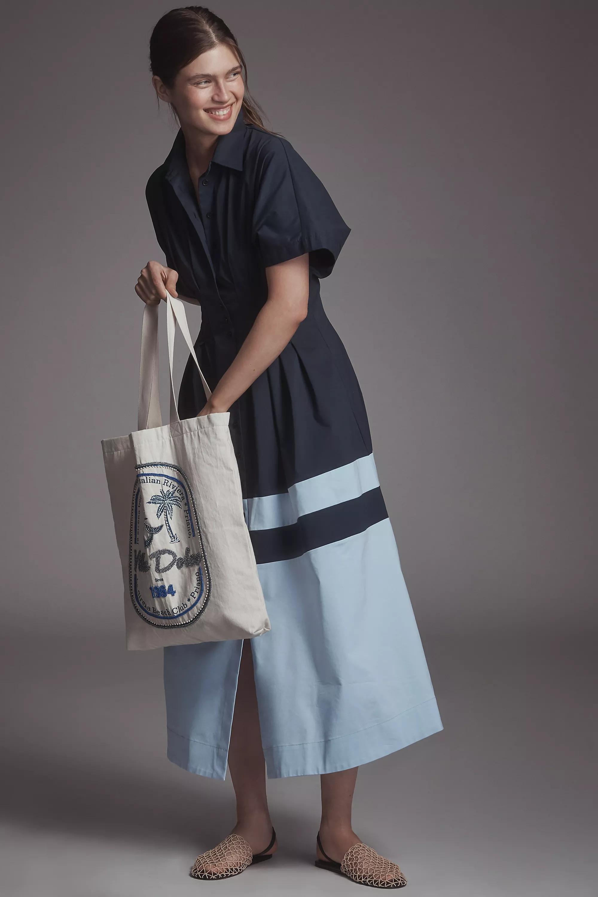 By Esquisse Button-Front Pleated Shirt Dress , Blue, , large image number 0