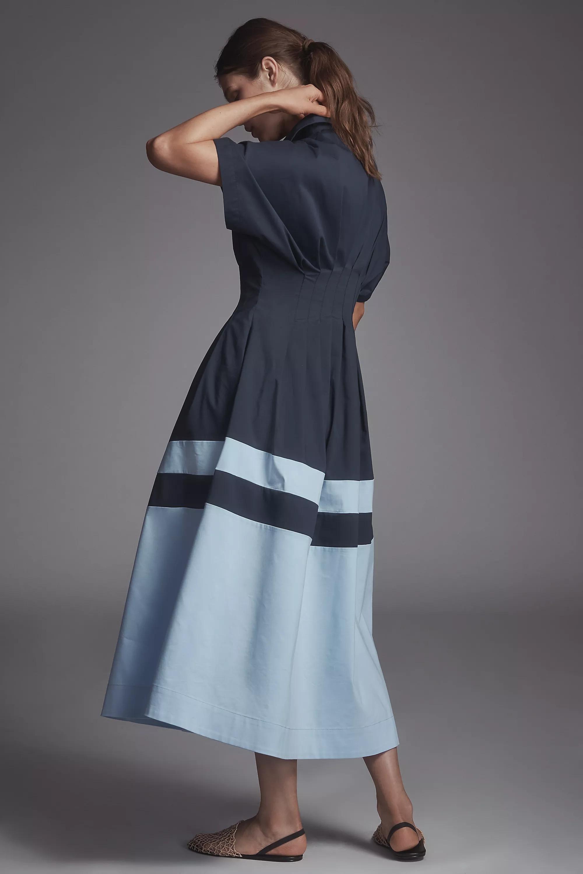 By Esquisse Button-Front Pleated Shirt Dress , Blue, , large image number 2