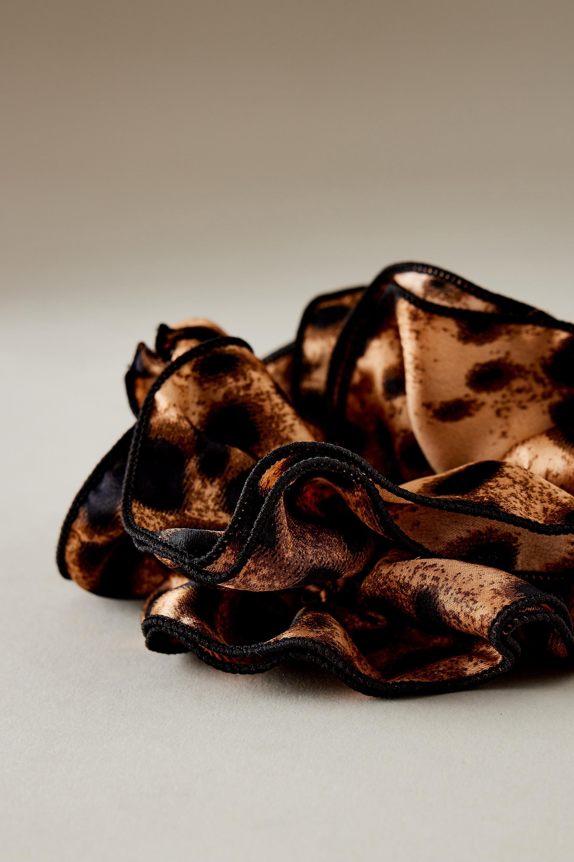 Brown Leopard Print Hair Scrunchie, A501_0020, large image number 1