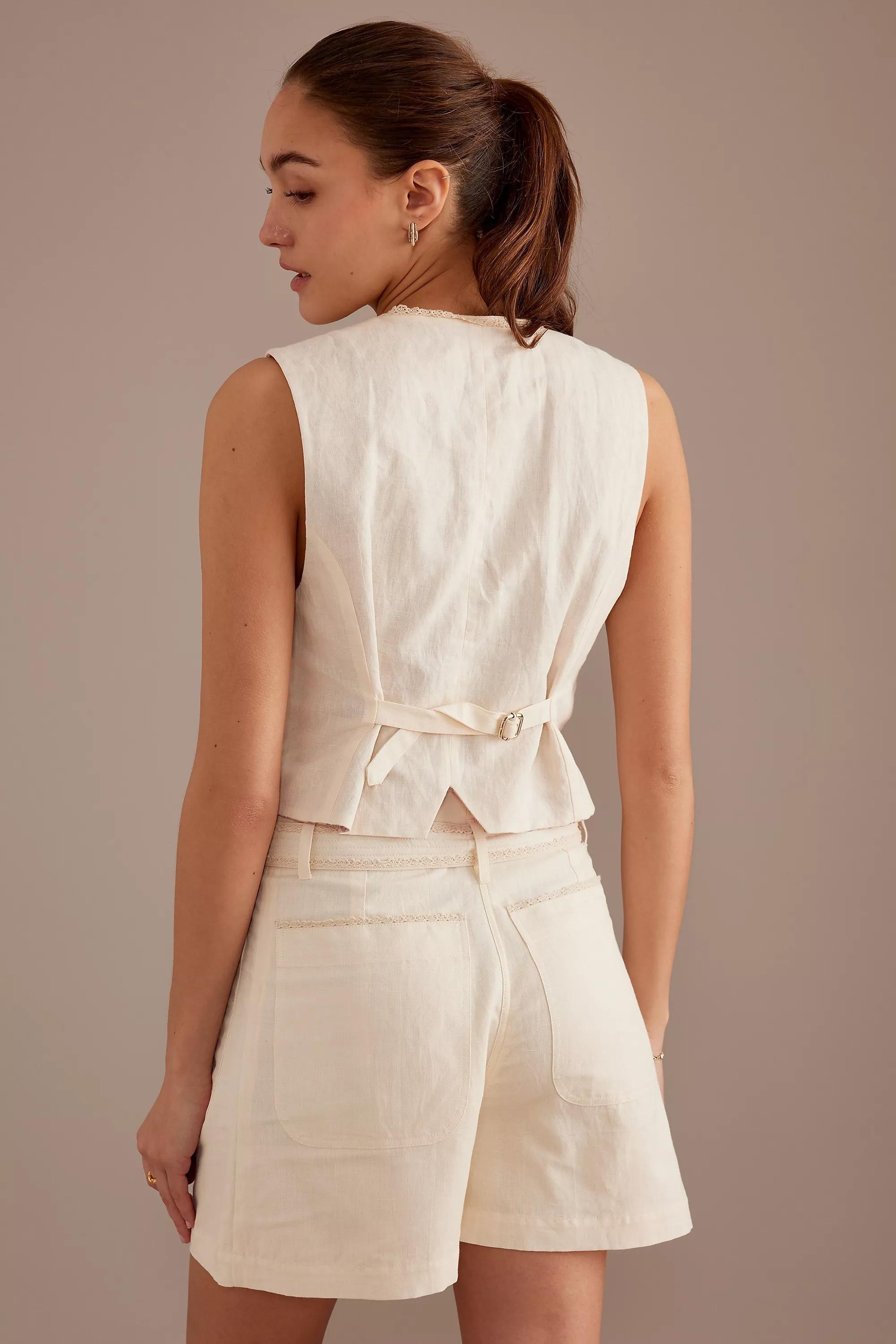 Louise Misha Frankie Embroidered Waistcoat, Cream, , large image number 4