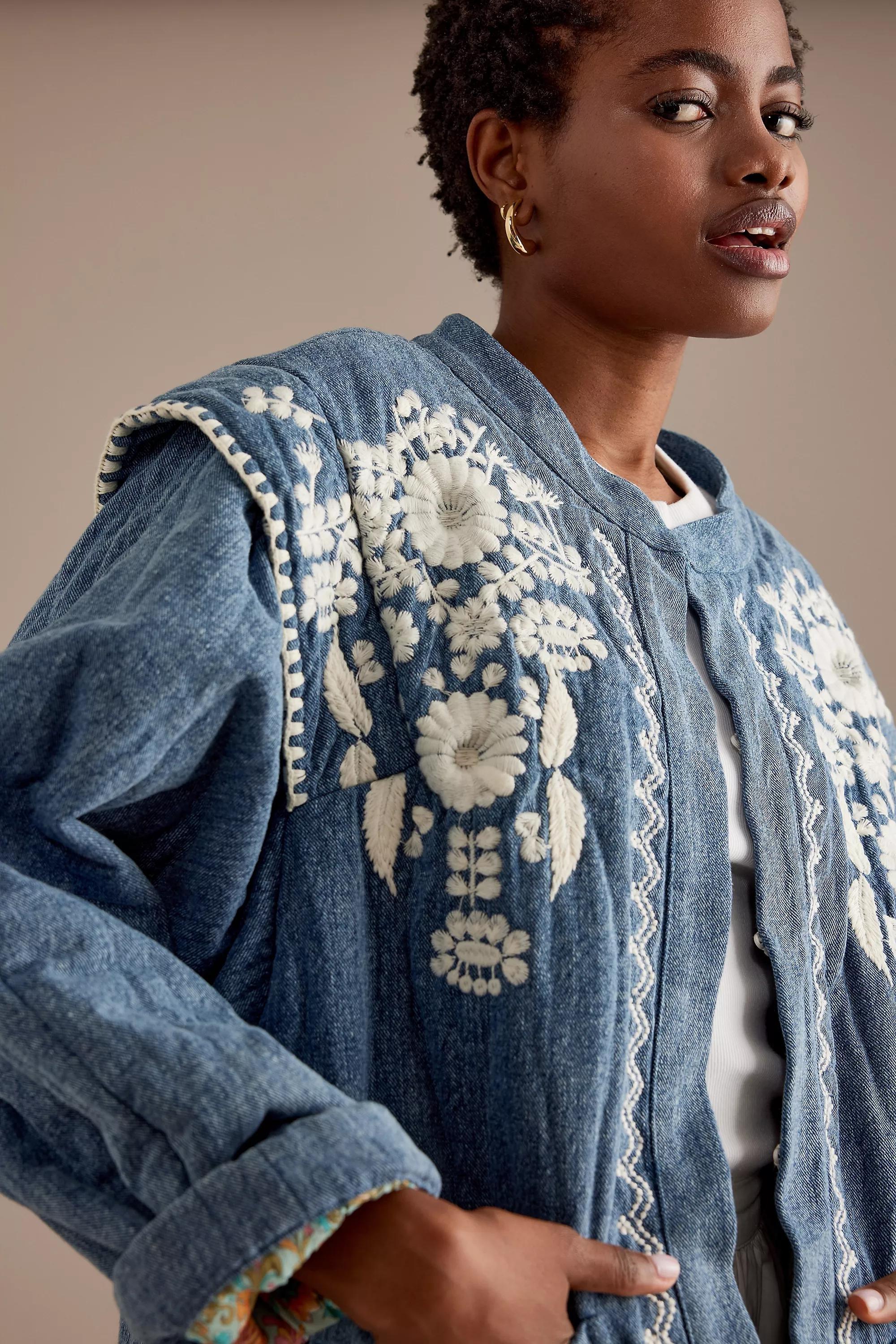 Louise Misha Maurice Embroidered Quilted Jacket, Blue, , large image number 3