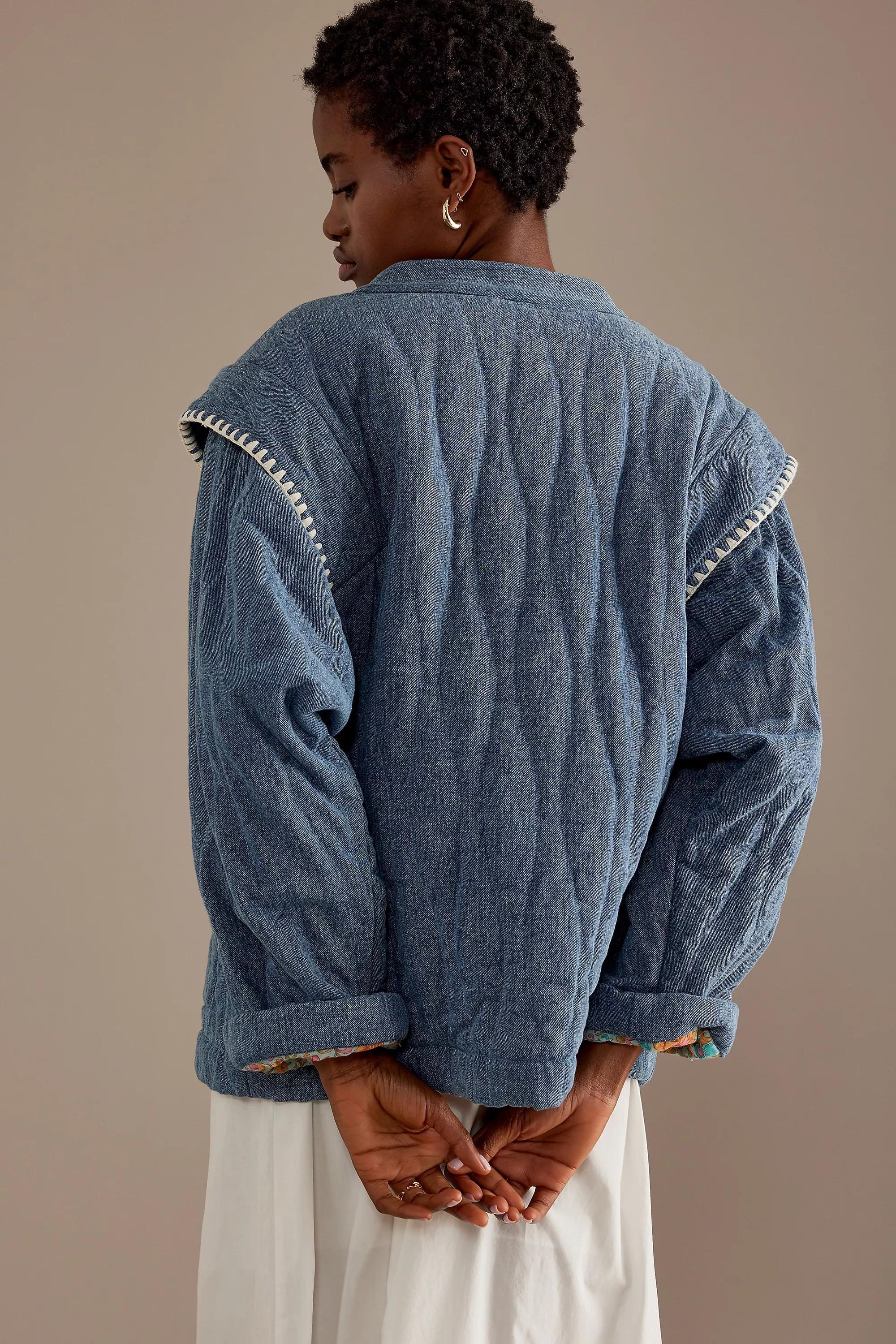 Louise Misha Maurice Embroidered Quilted Jacket, Blue, , large image number 4