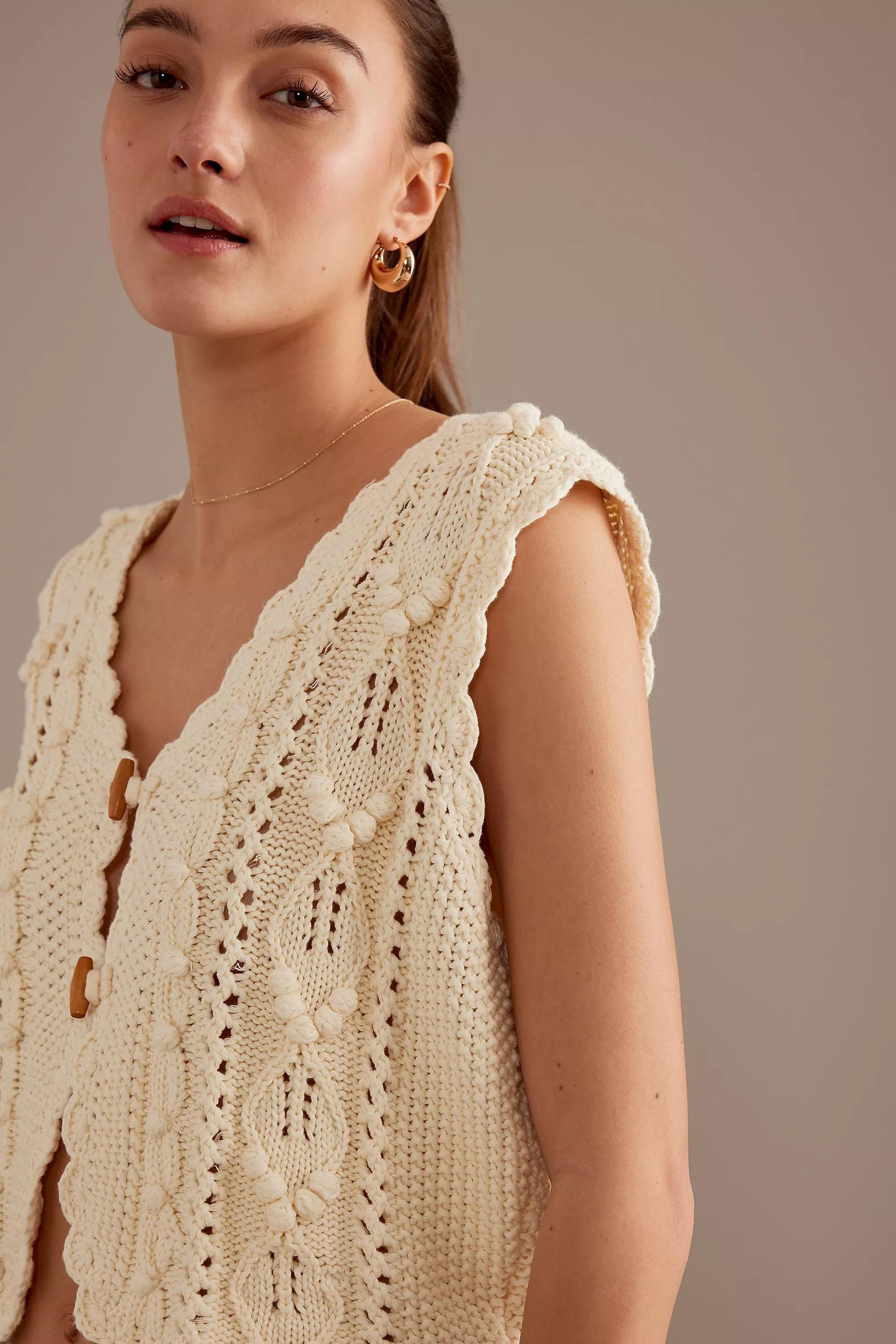 Louise Misha Yamina Knitted Waistcoat, Cream, , large image number 2