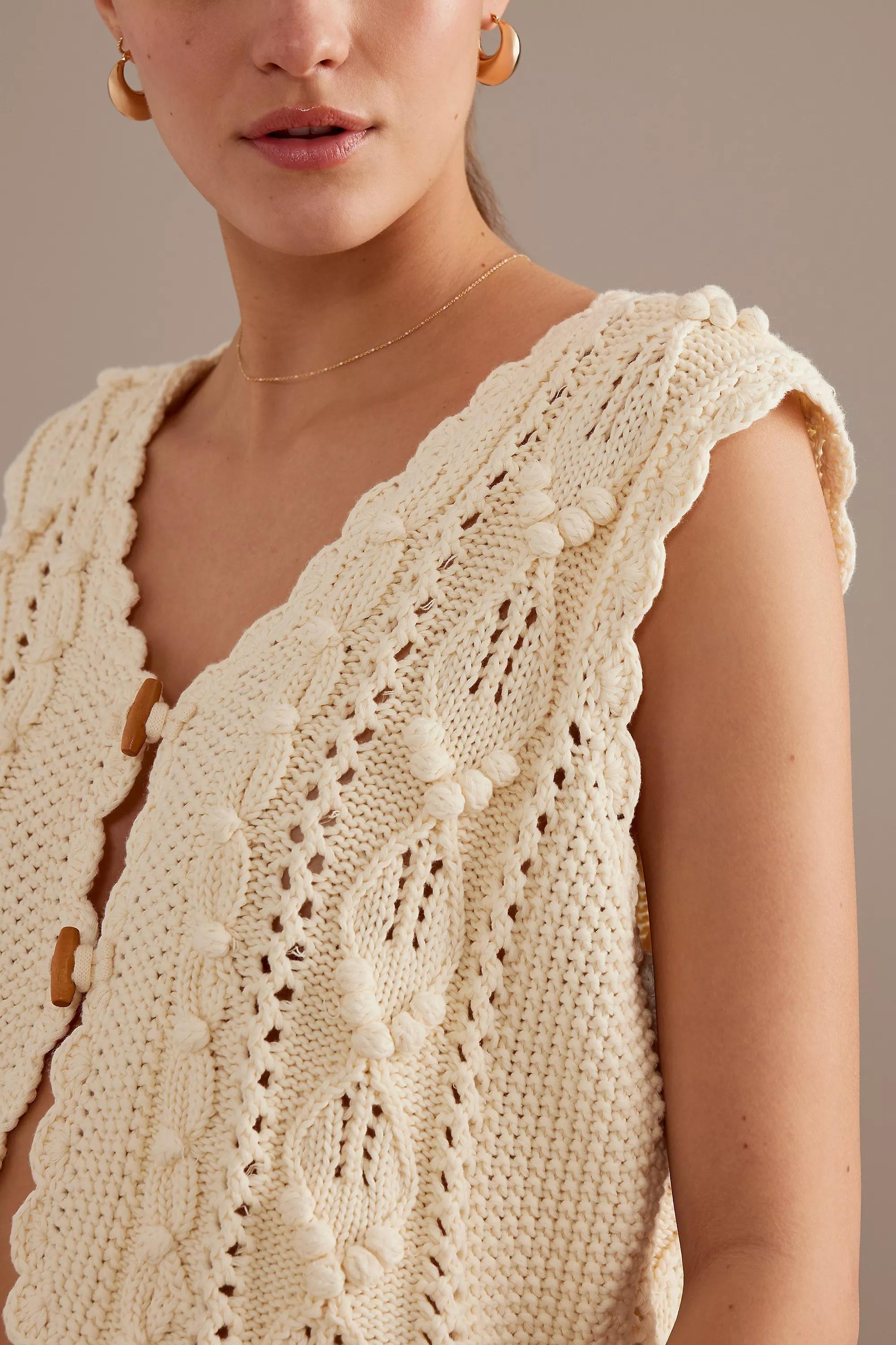 Louise Misha Yamina Knitted Waistcoat, Cream, , large image number 4
