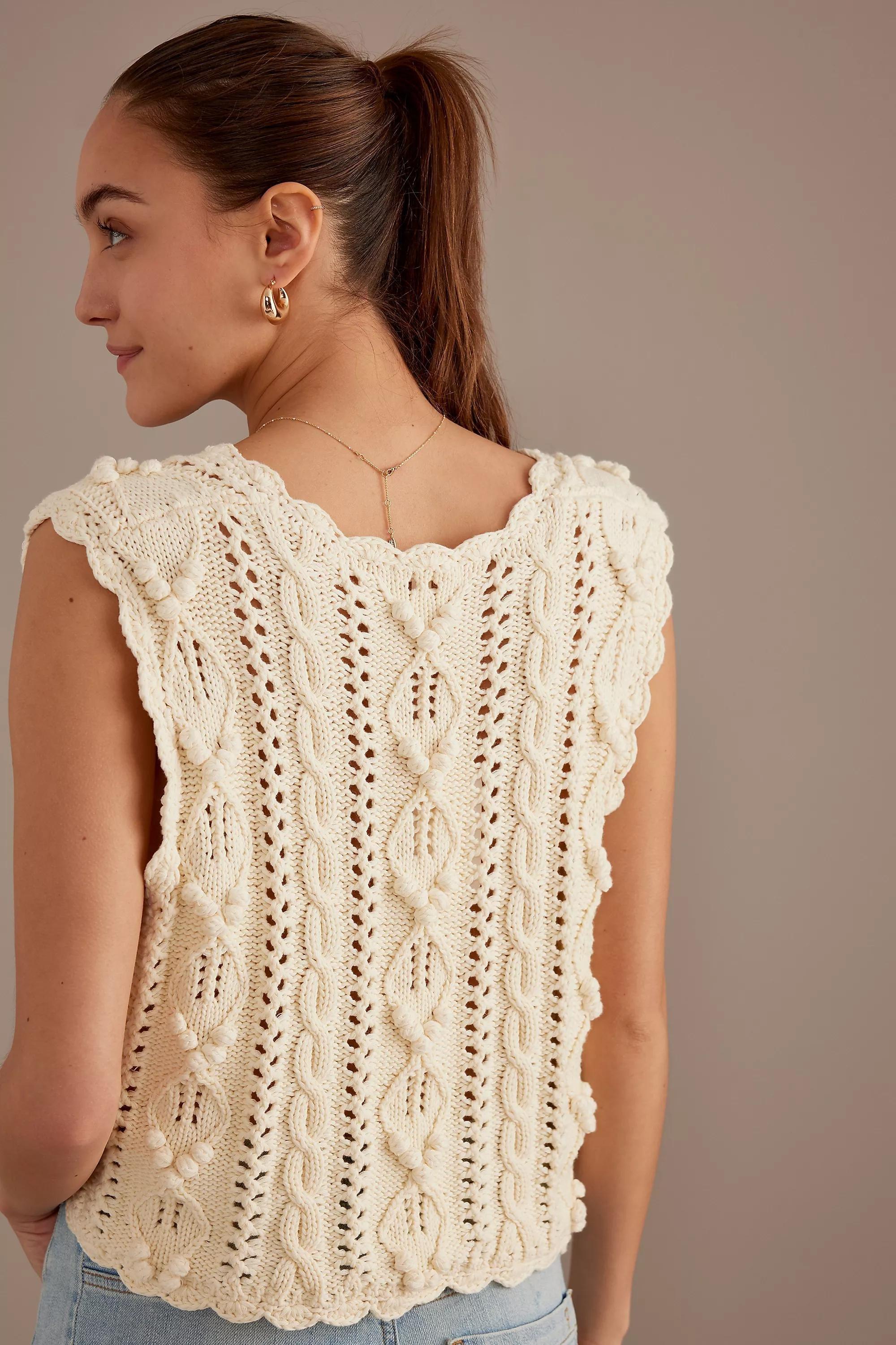 Louise Misha Yamina Knitted Waistcoat, Cream, , large image number 5