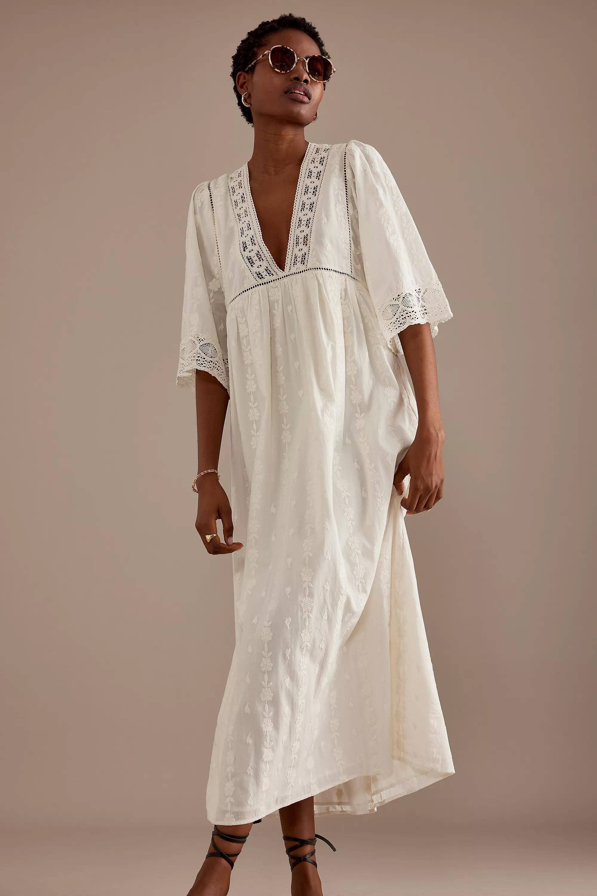Louise Misha Majorelle Lace Trim Maxi Dress, White, , large image number 1