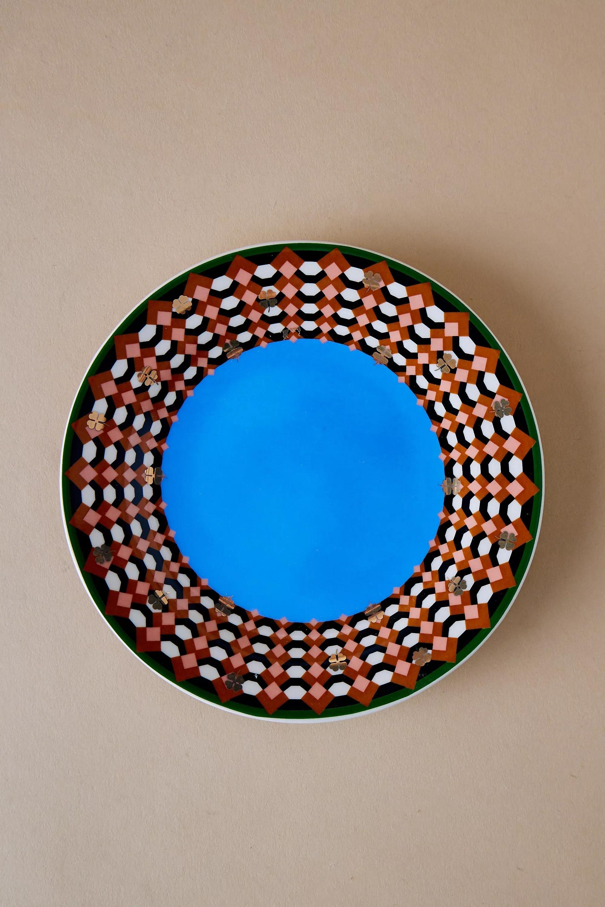 Geo Canape Plate, Blue, A501_0040, large image number 1