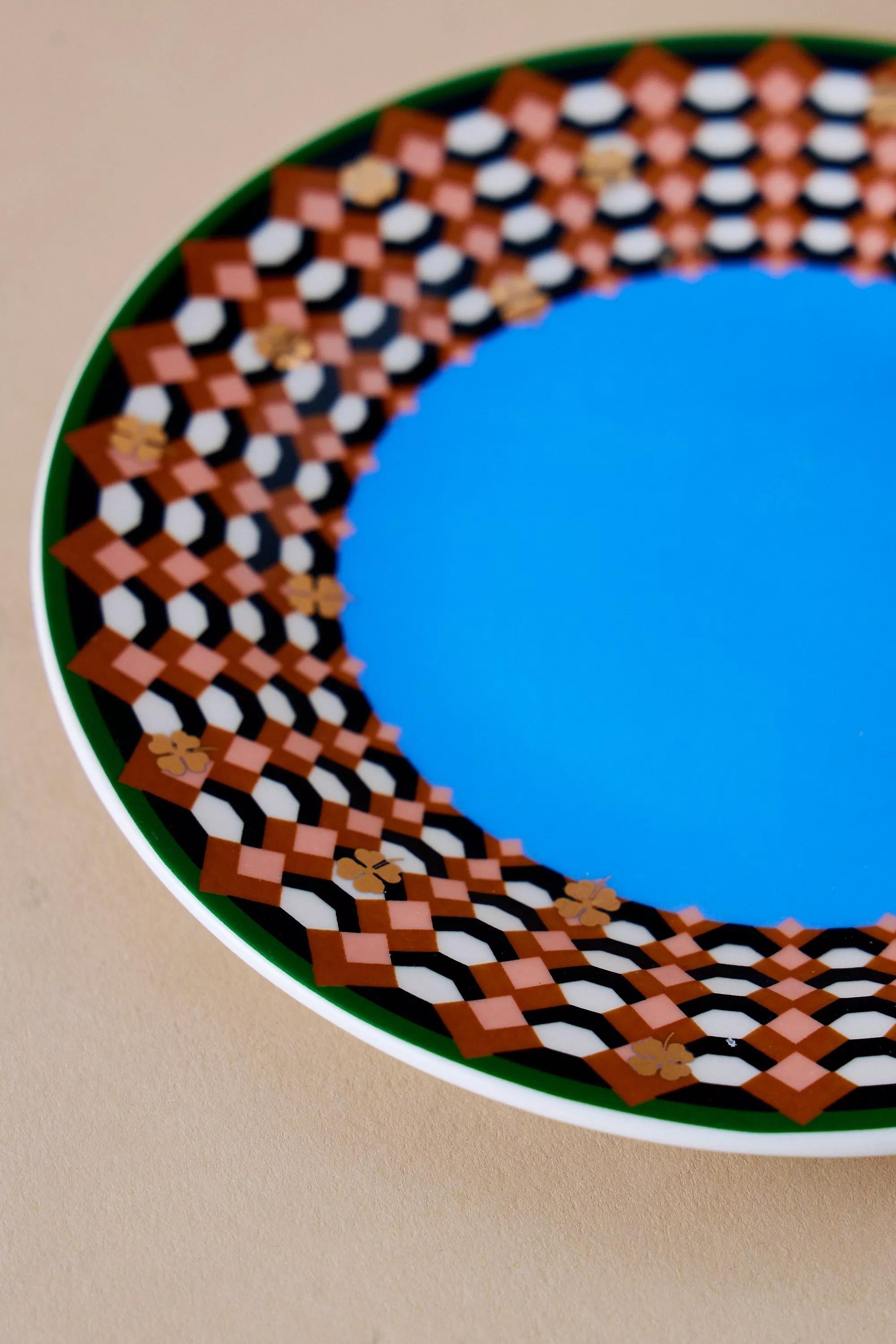 Geo Canape Plate, Blue, A501_0040, large image number 3