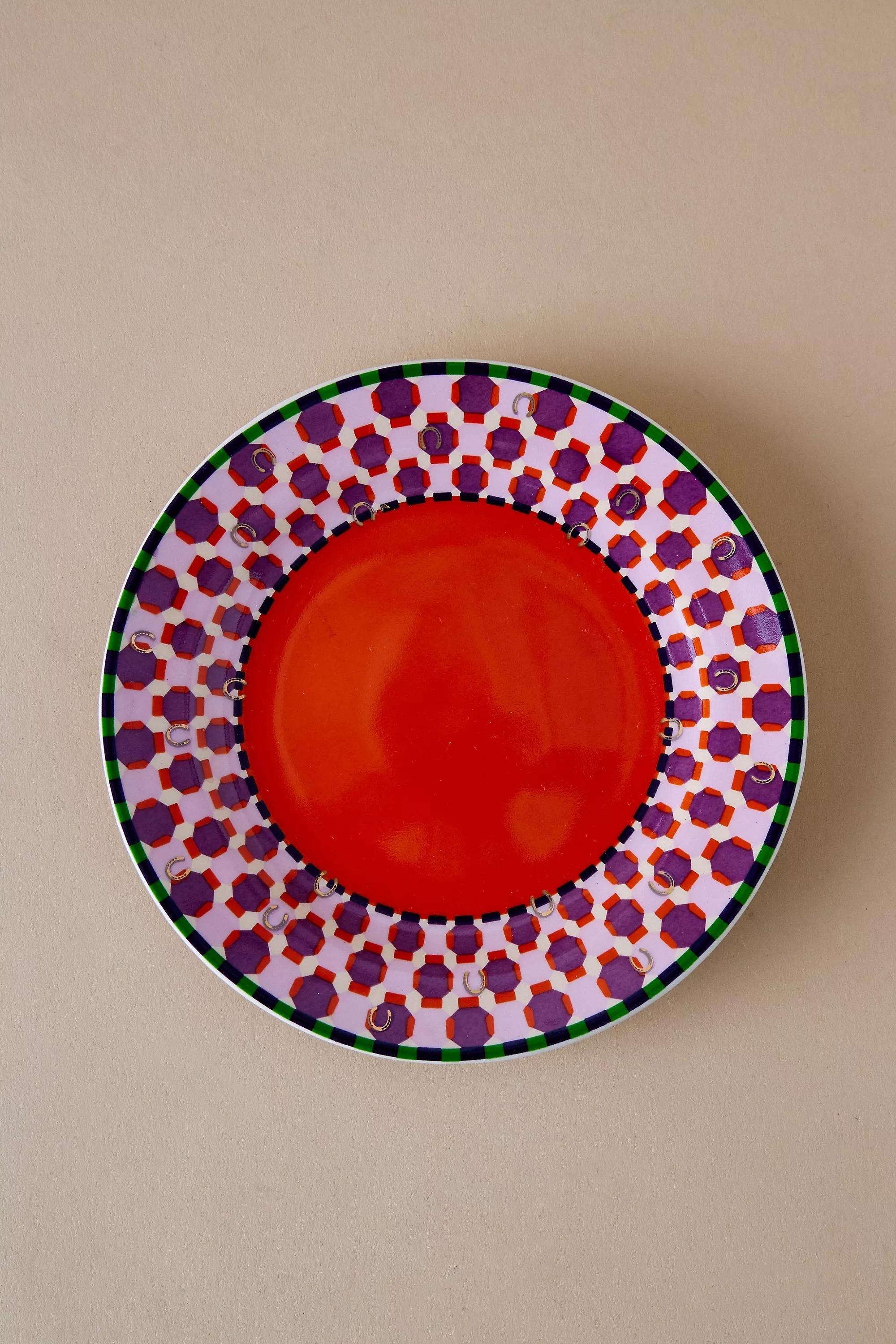 Geo Canape Plate, Pink, A501_0085, large image number 1