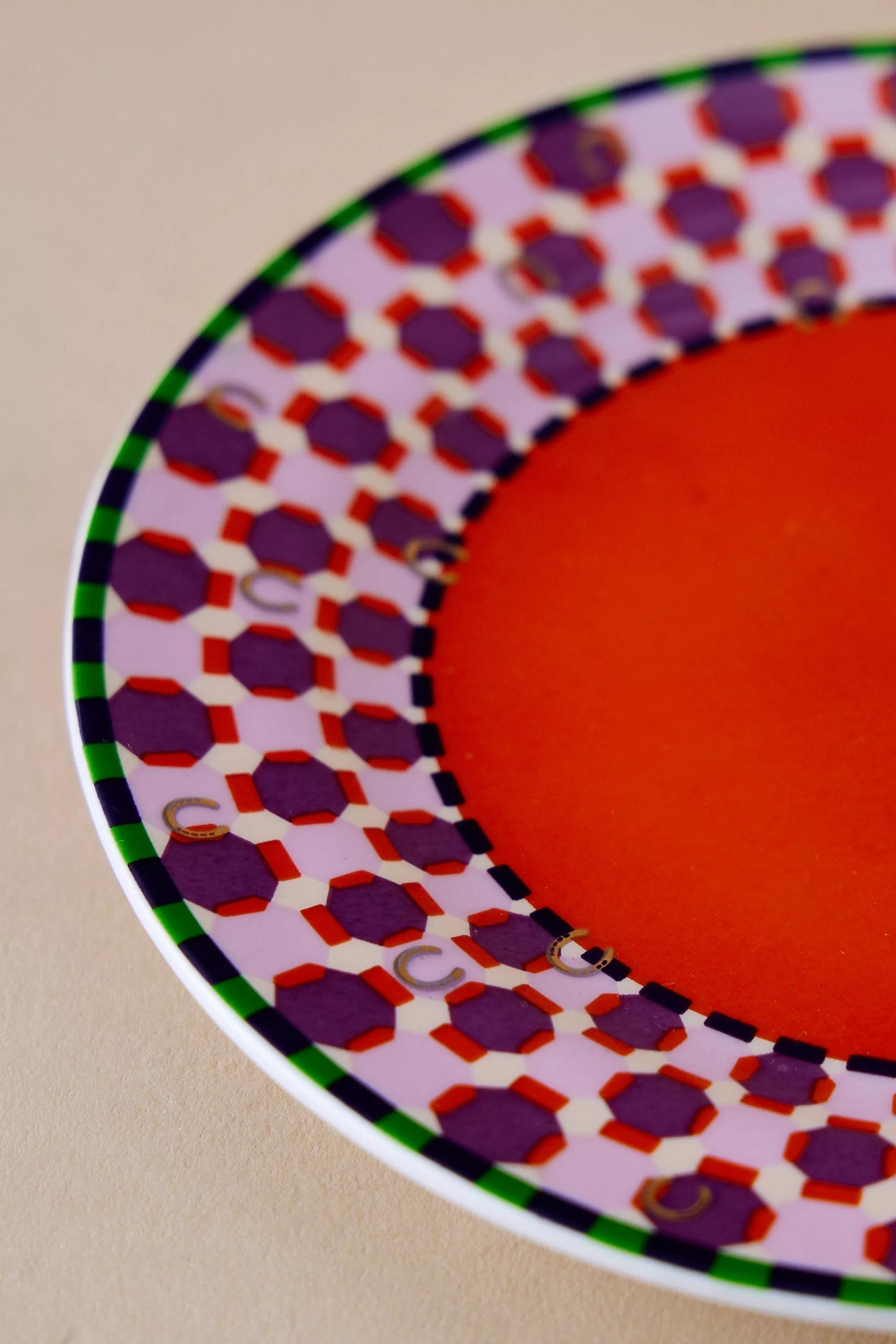 Geo Canape Plate, Pink, A501_0085, large image number 3
