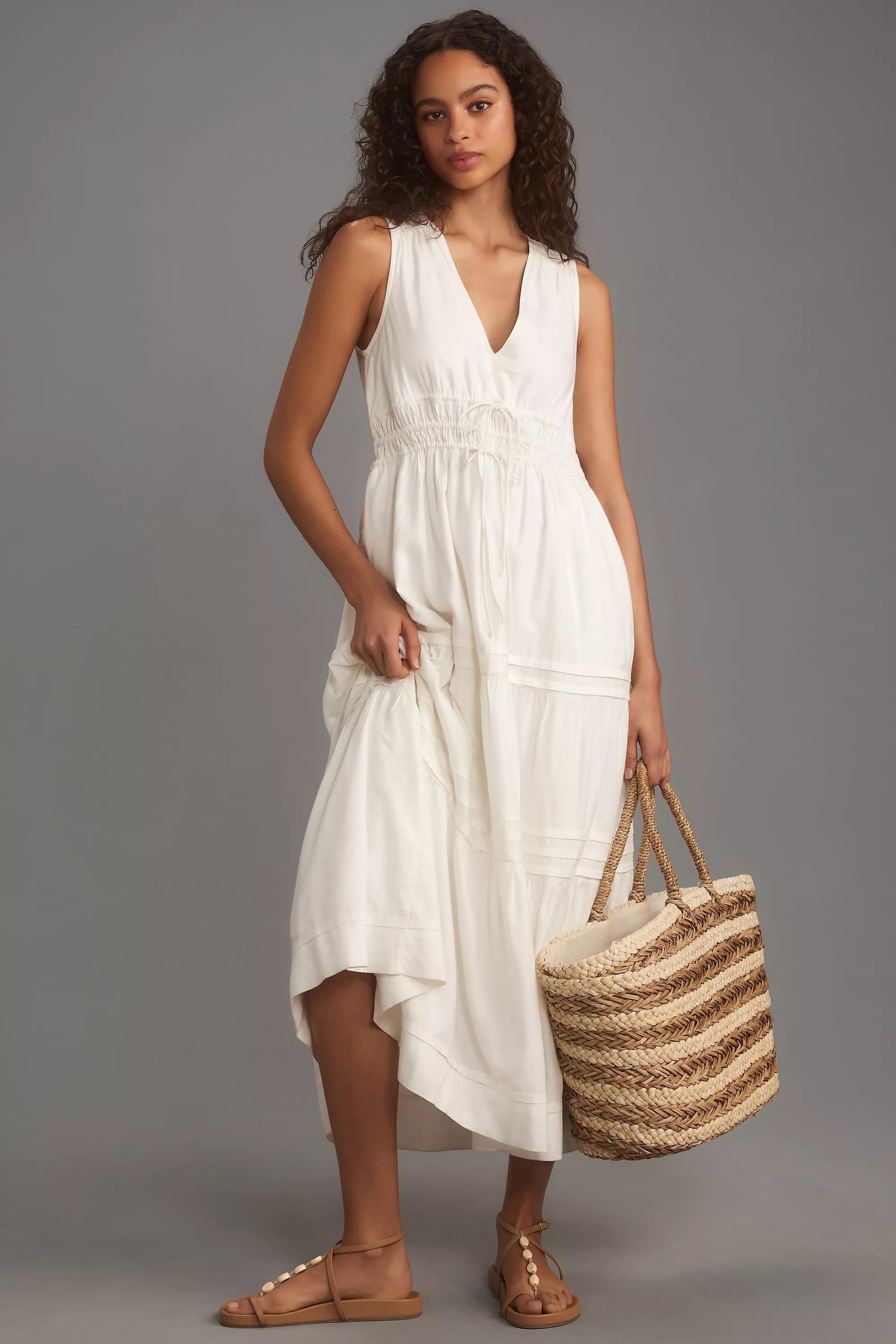 The Somerset Maxi Dress: Linen Ties Edition, White, , medium