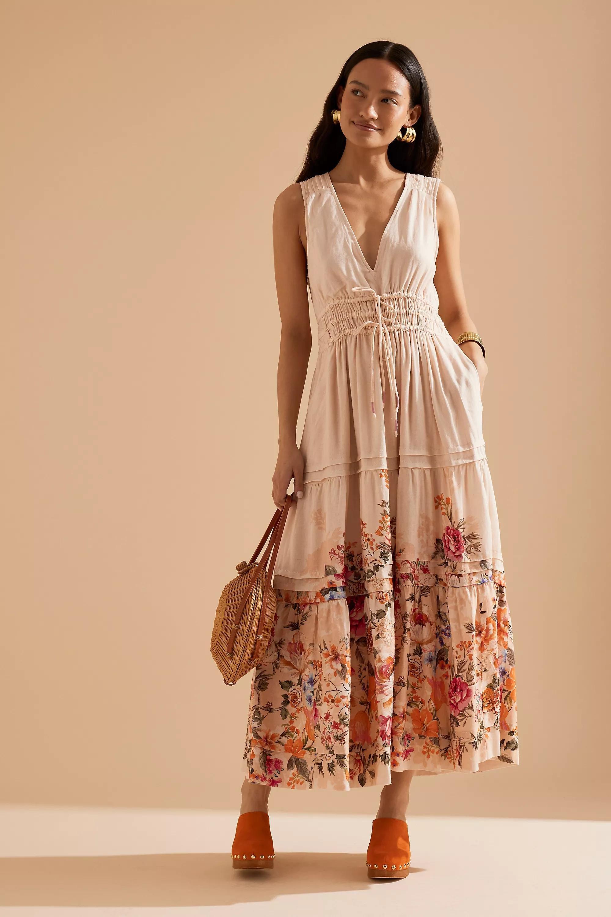Anthropologie Dress Women Floral Milkmaid Bohemian Maxi, A501_0066, large image number 0
